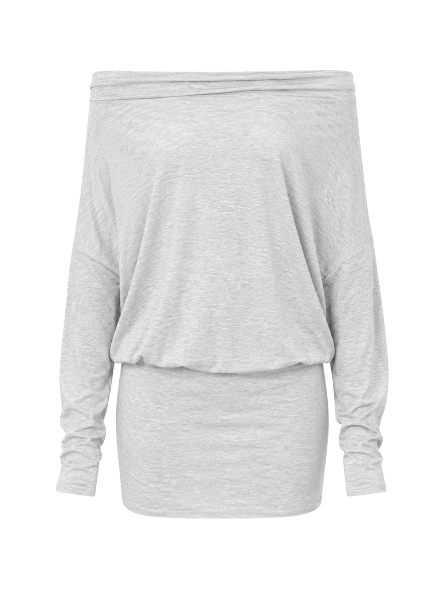 Draped Off Shoulder Longsleeve Dress Grey