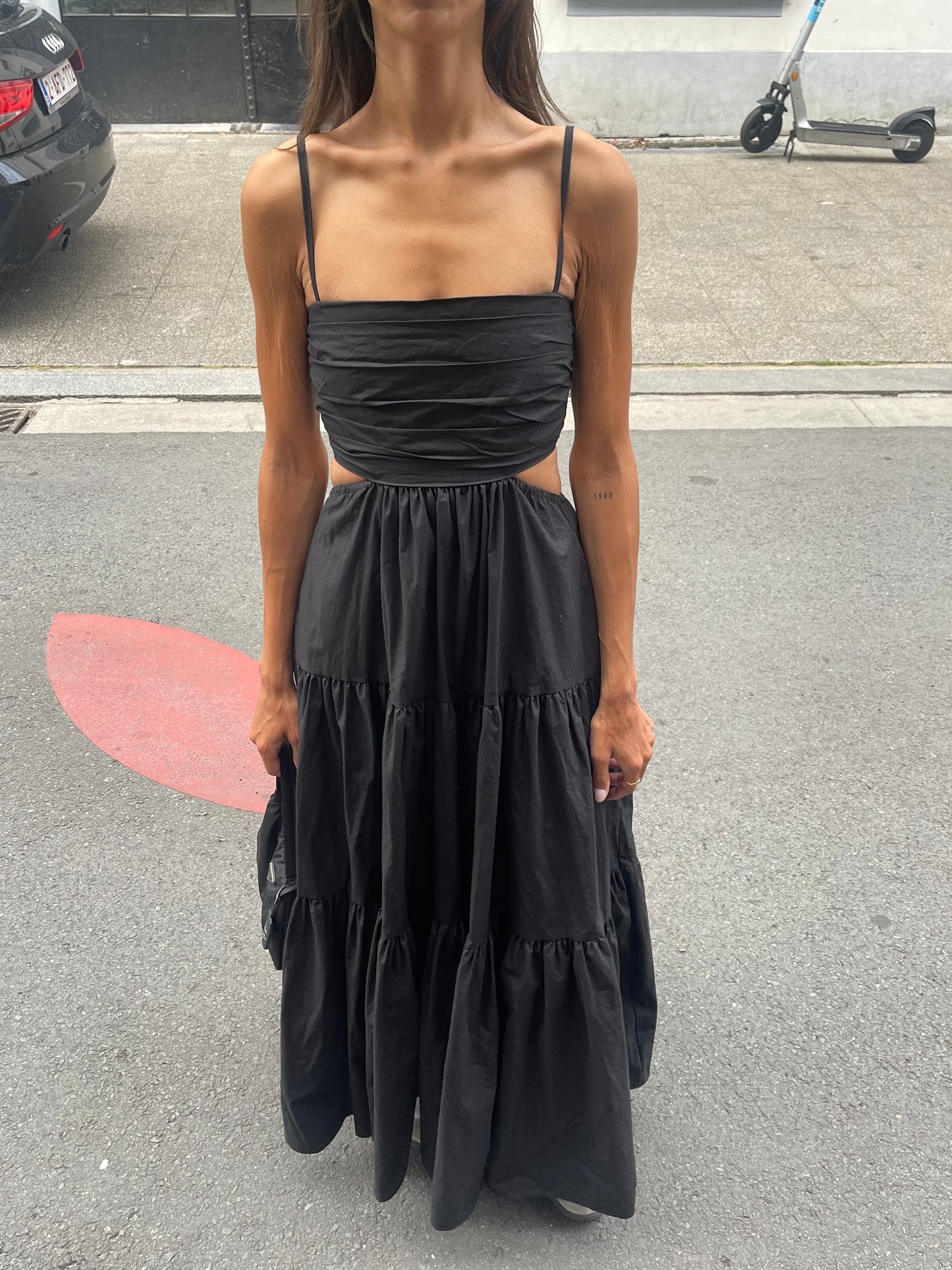 Long Cut Out Dress Black