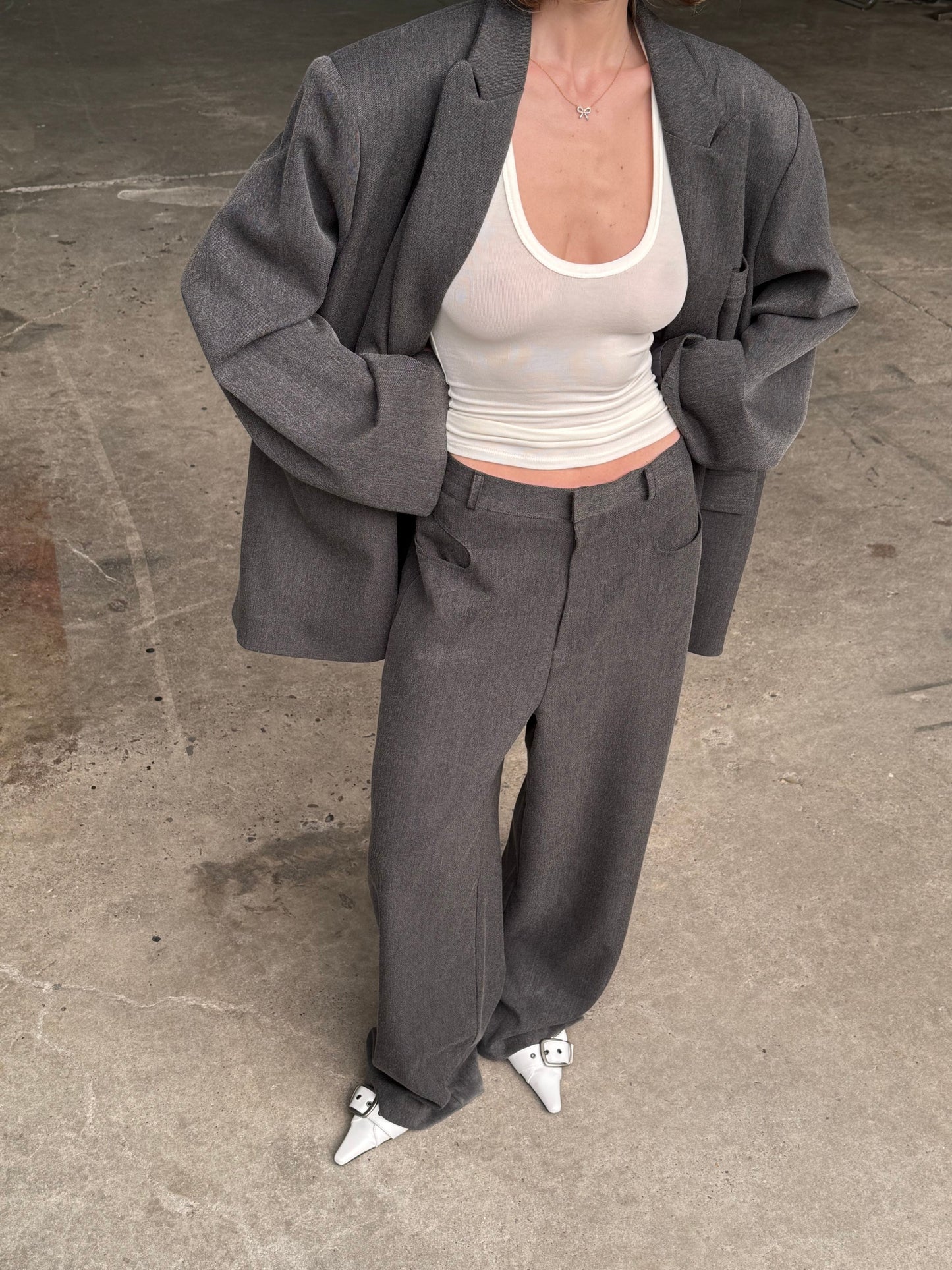 Oversized Multi Button Blazer Charcoal