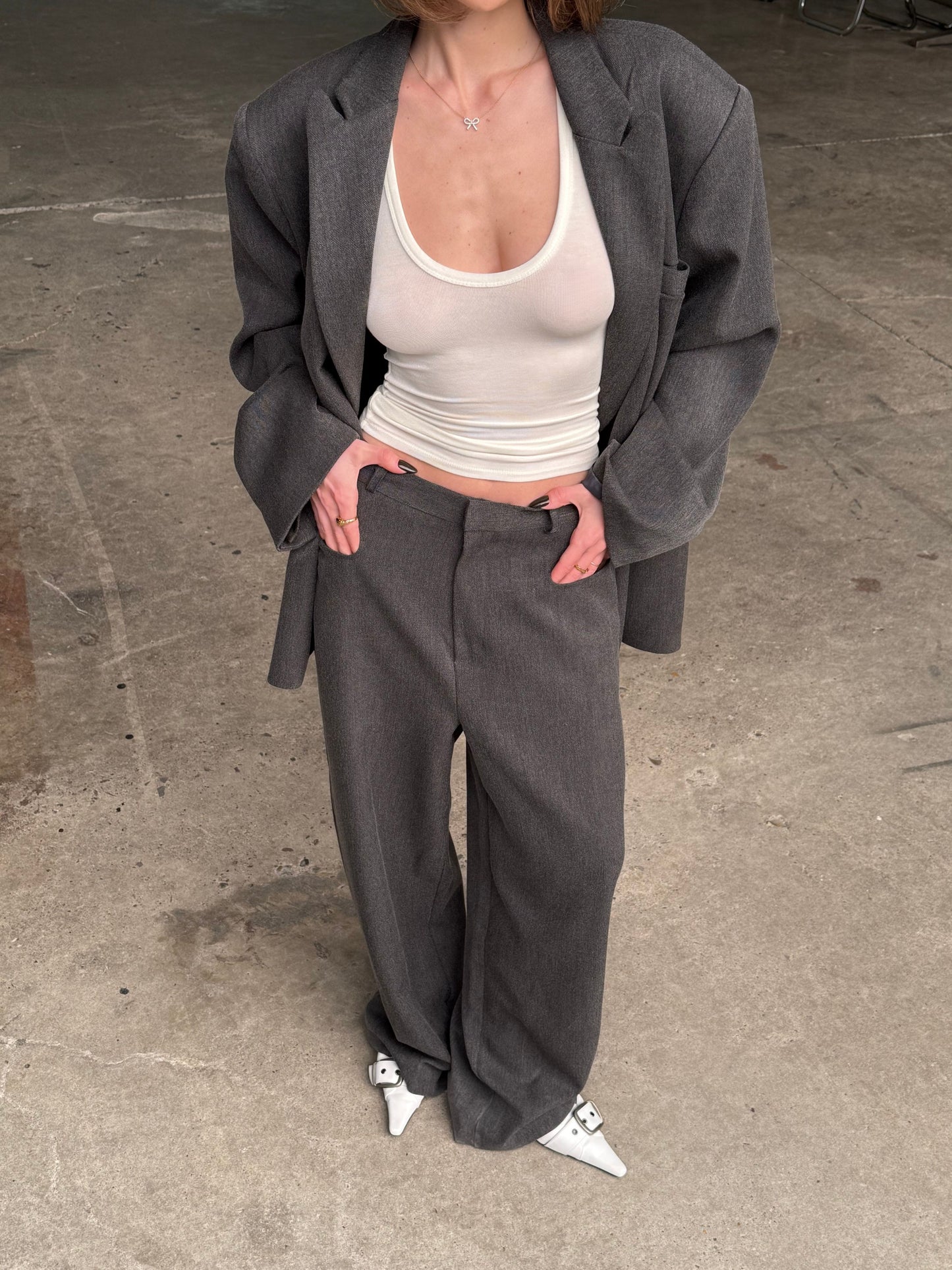 Classic Tailored Pants Charcoal