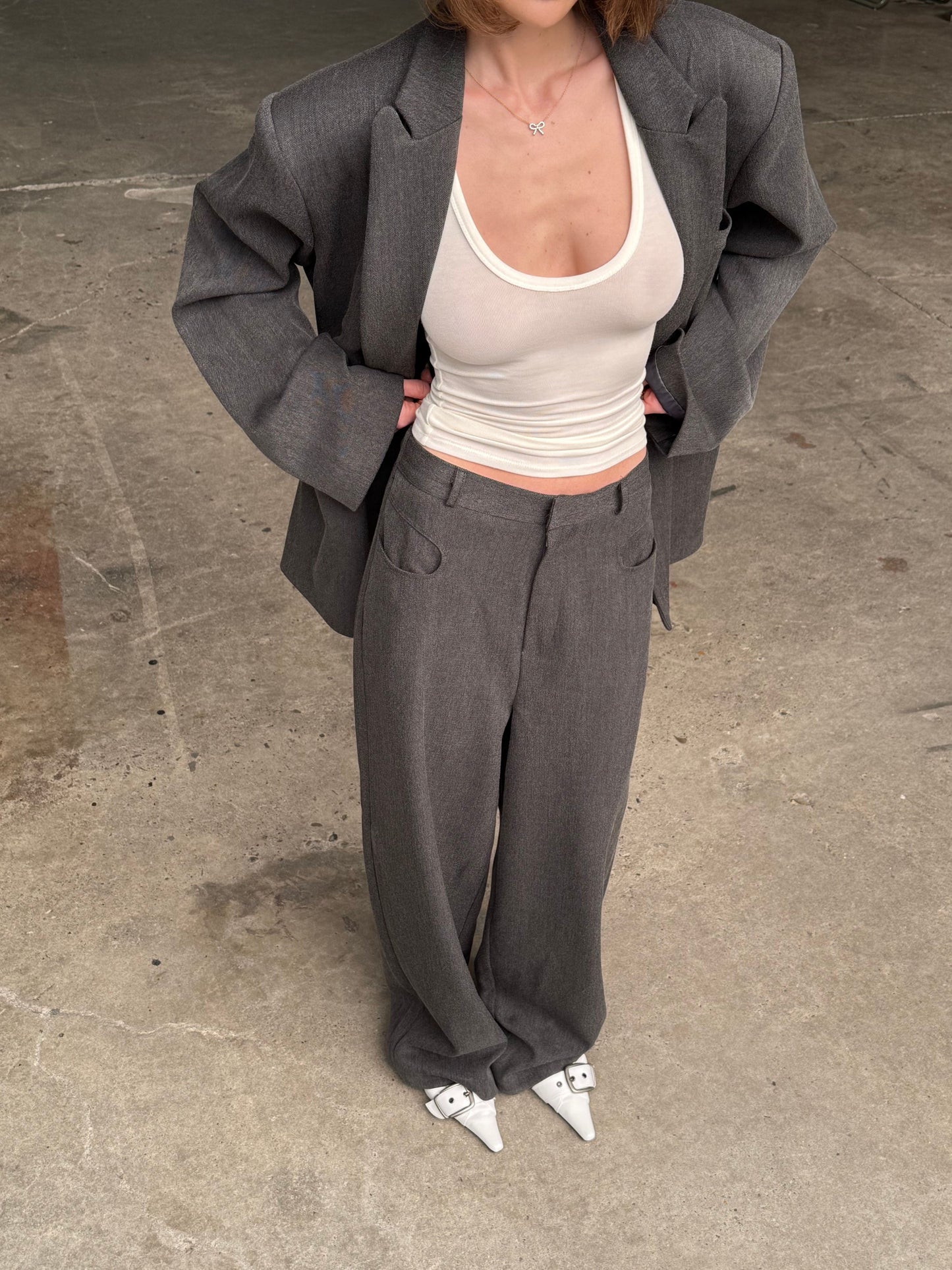 Classic Tailored Pants Charcoal