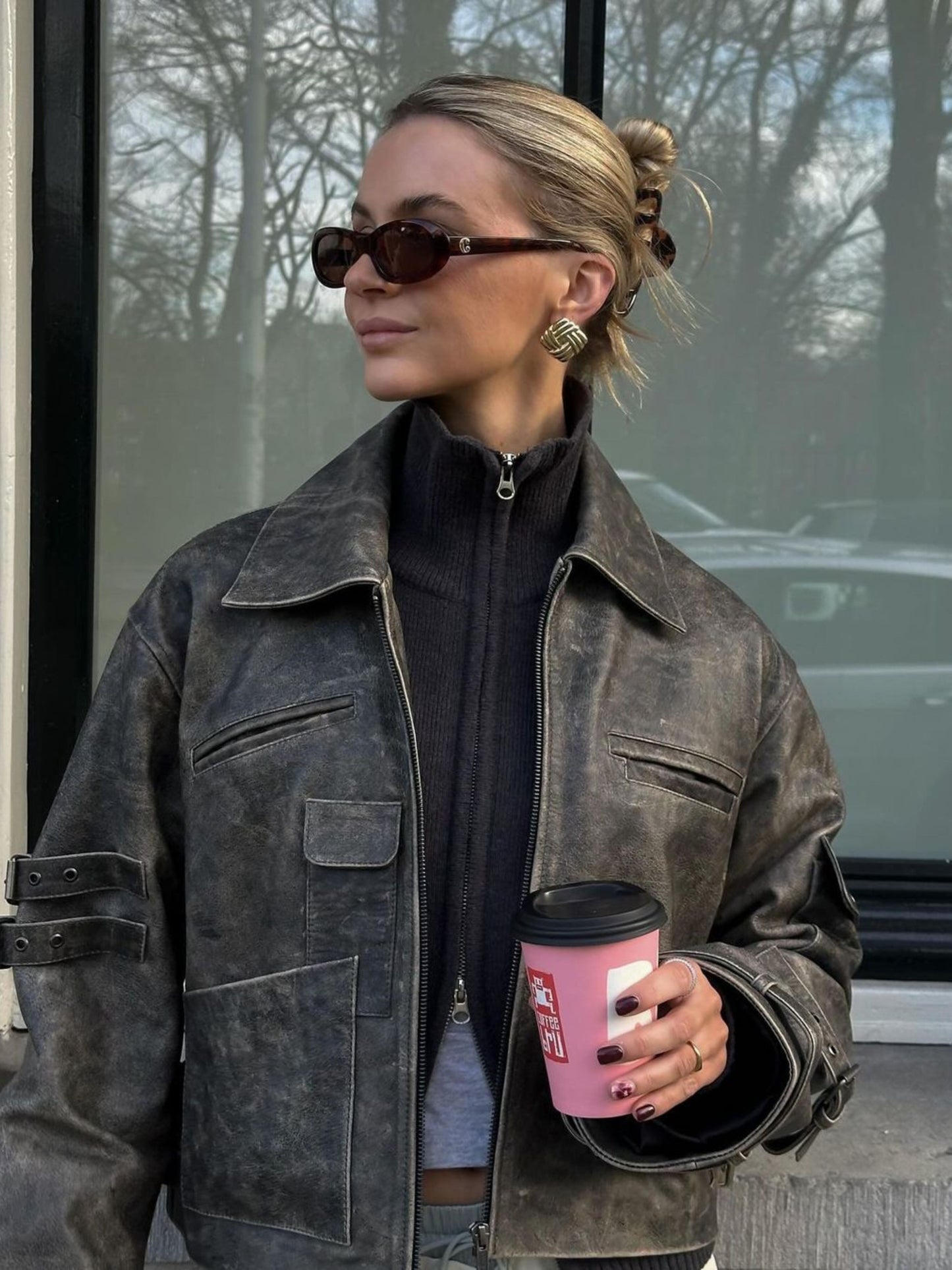 Two Way Zip Cardigan Grey