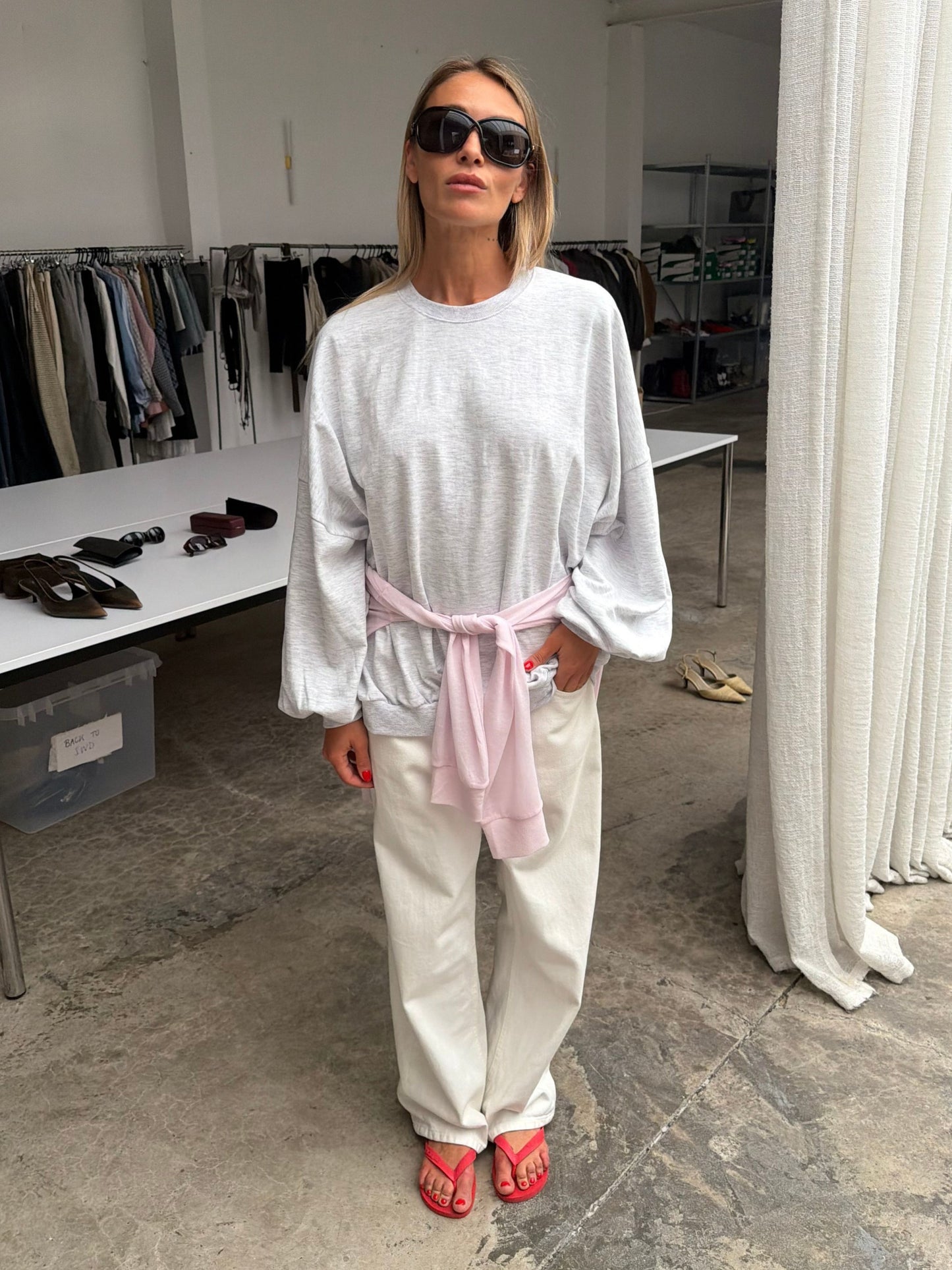 Oversized Lightweight Sweater Light Grey