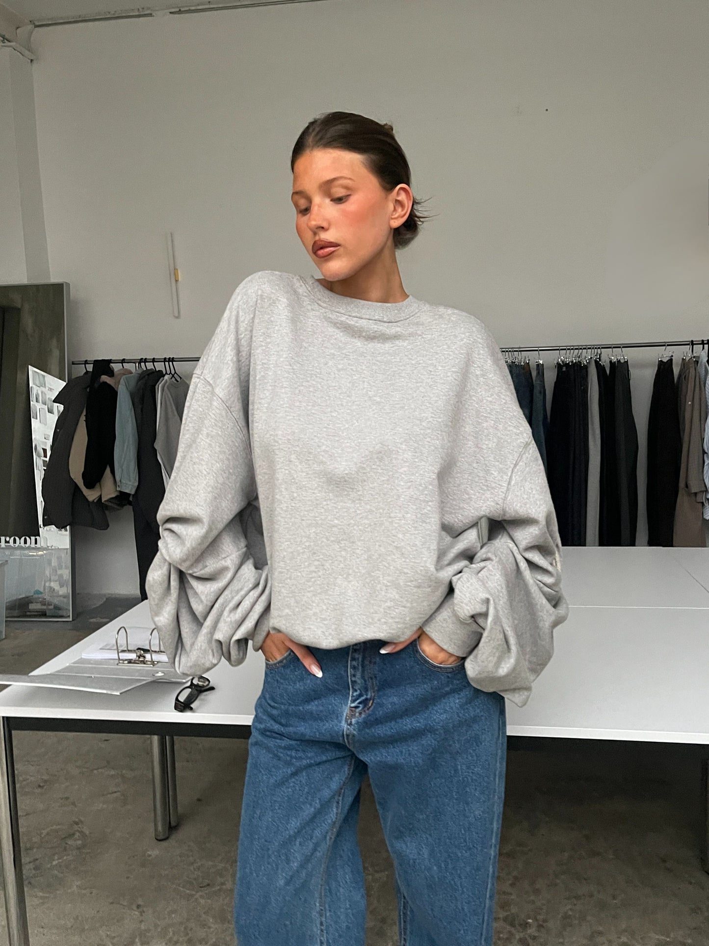 Oversized Twisted Longsleeve Sweater Grey