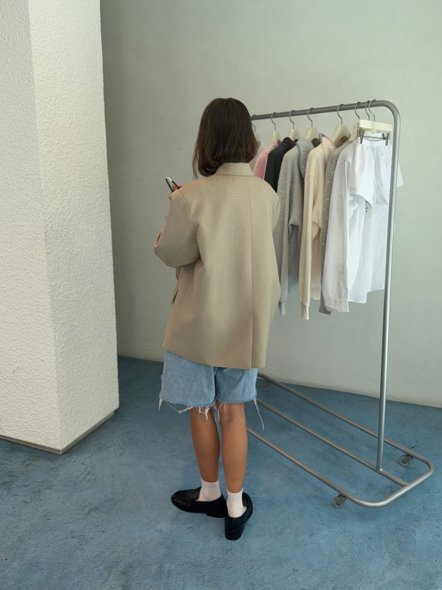 Oversized Checked Blazer Latte