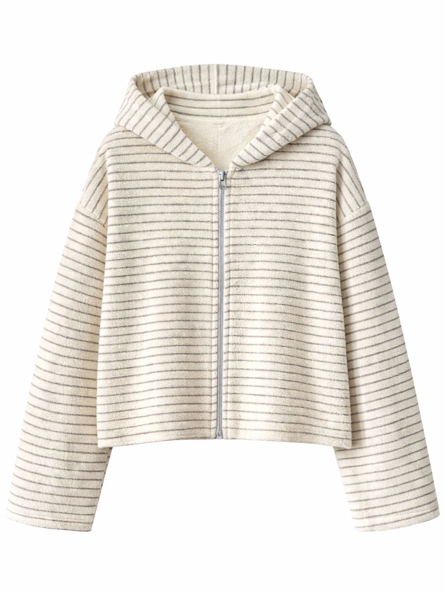 Soft Striped Zipped Lounge Vest Ivory