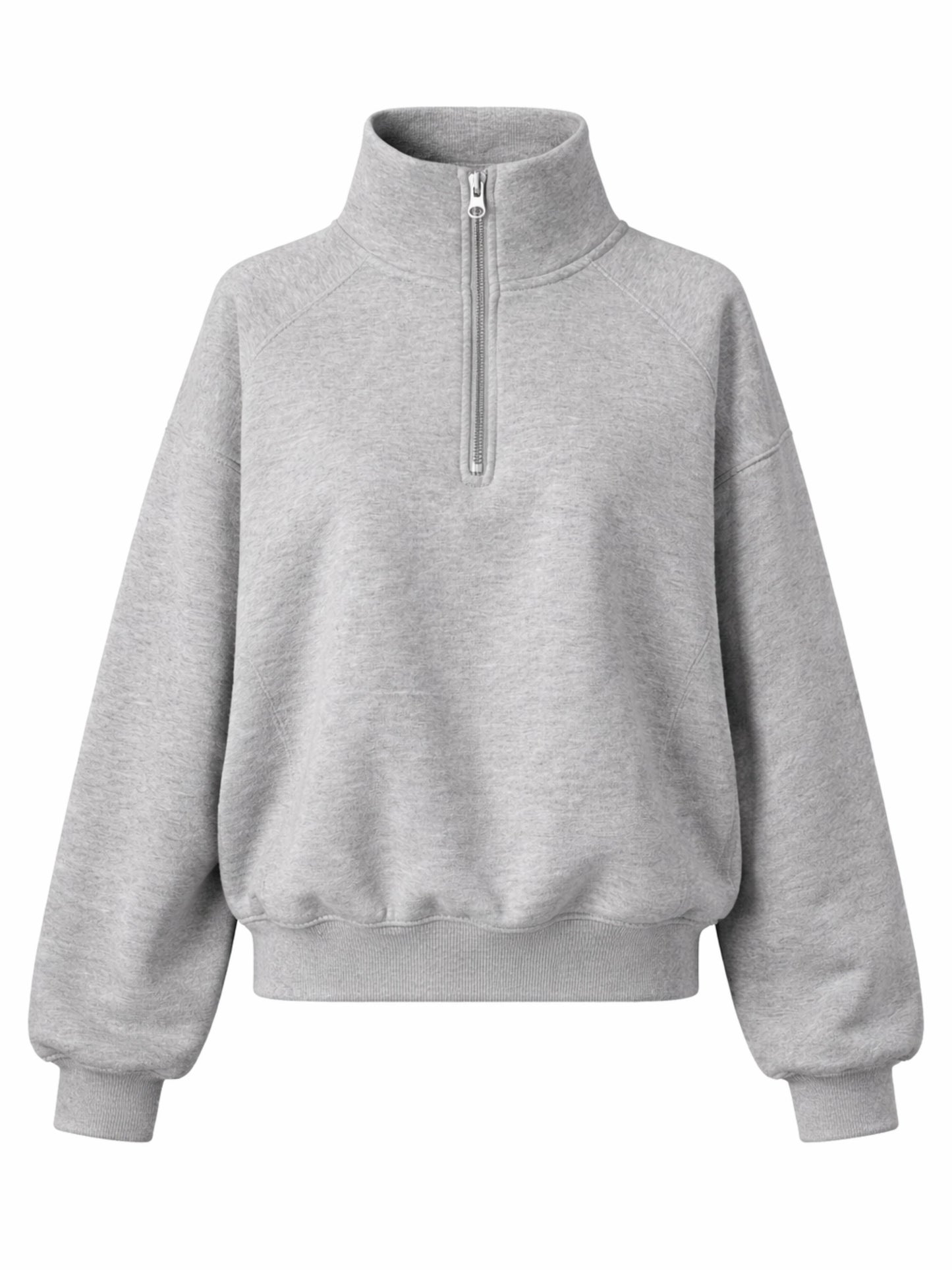 Fleeced Half Zip-Up Sweatshirt Grey