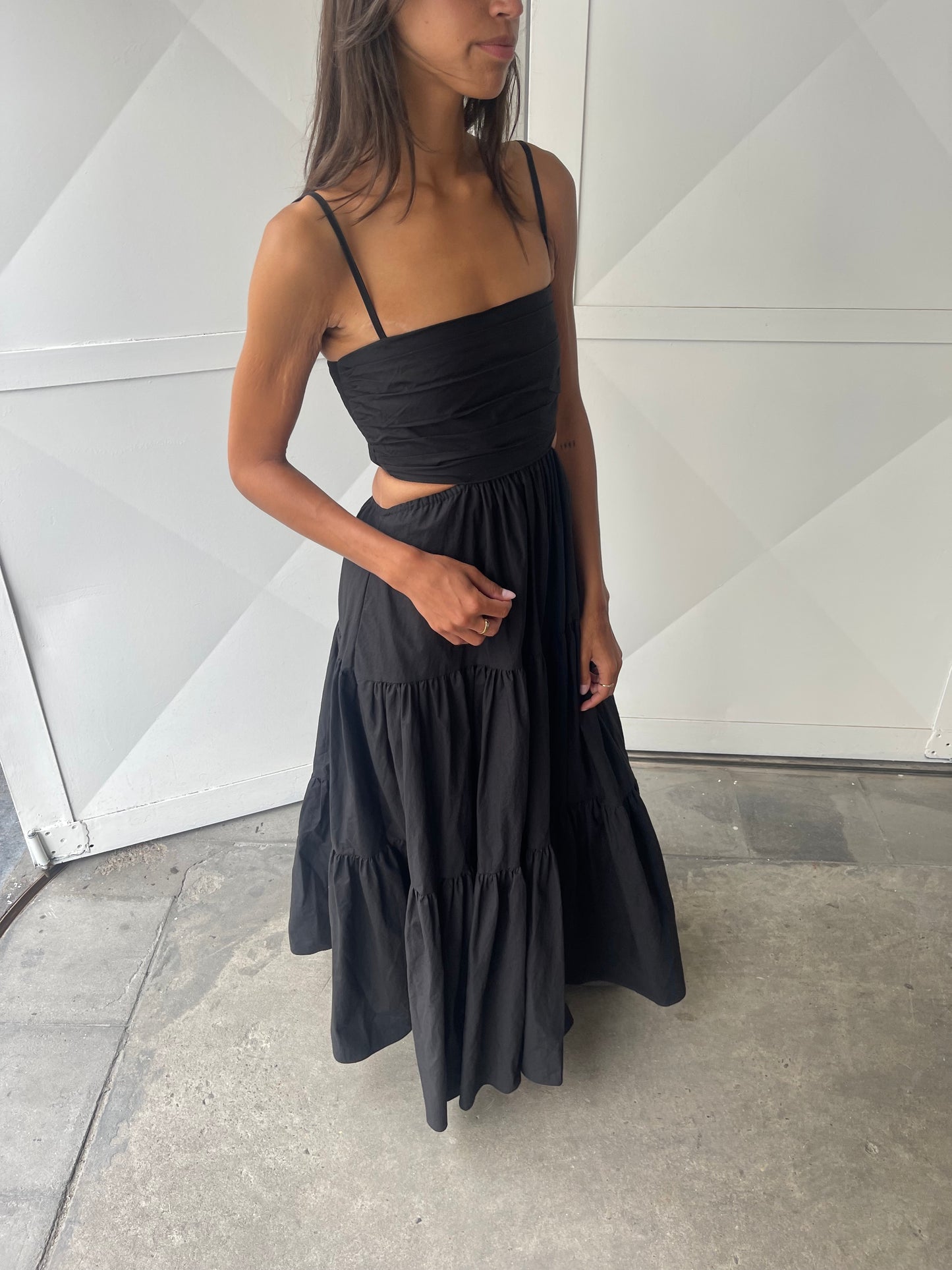 Long Cut Out Dress Black