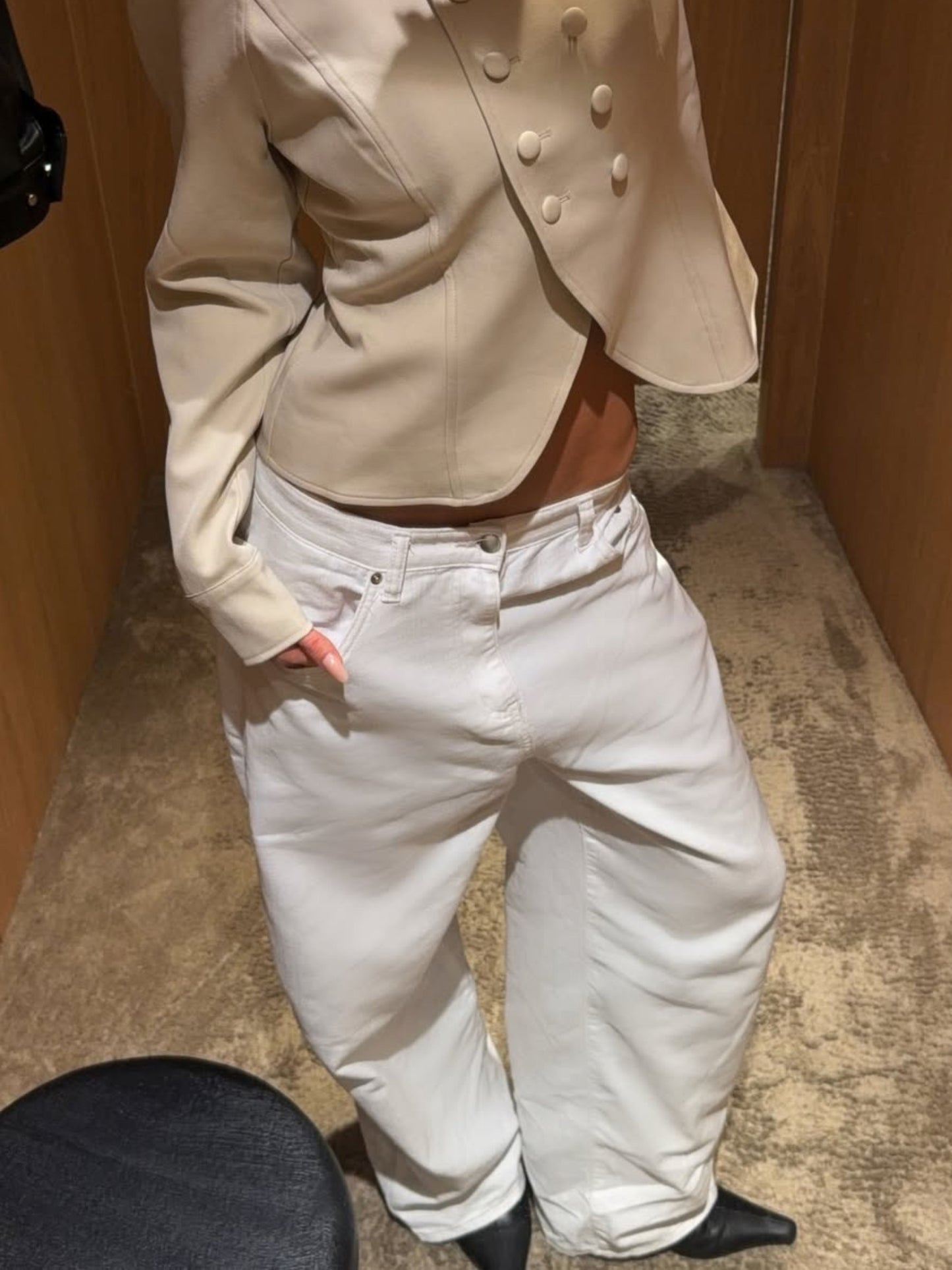 Baggy-Hose mit weitem Bein in Weiß