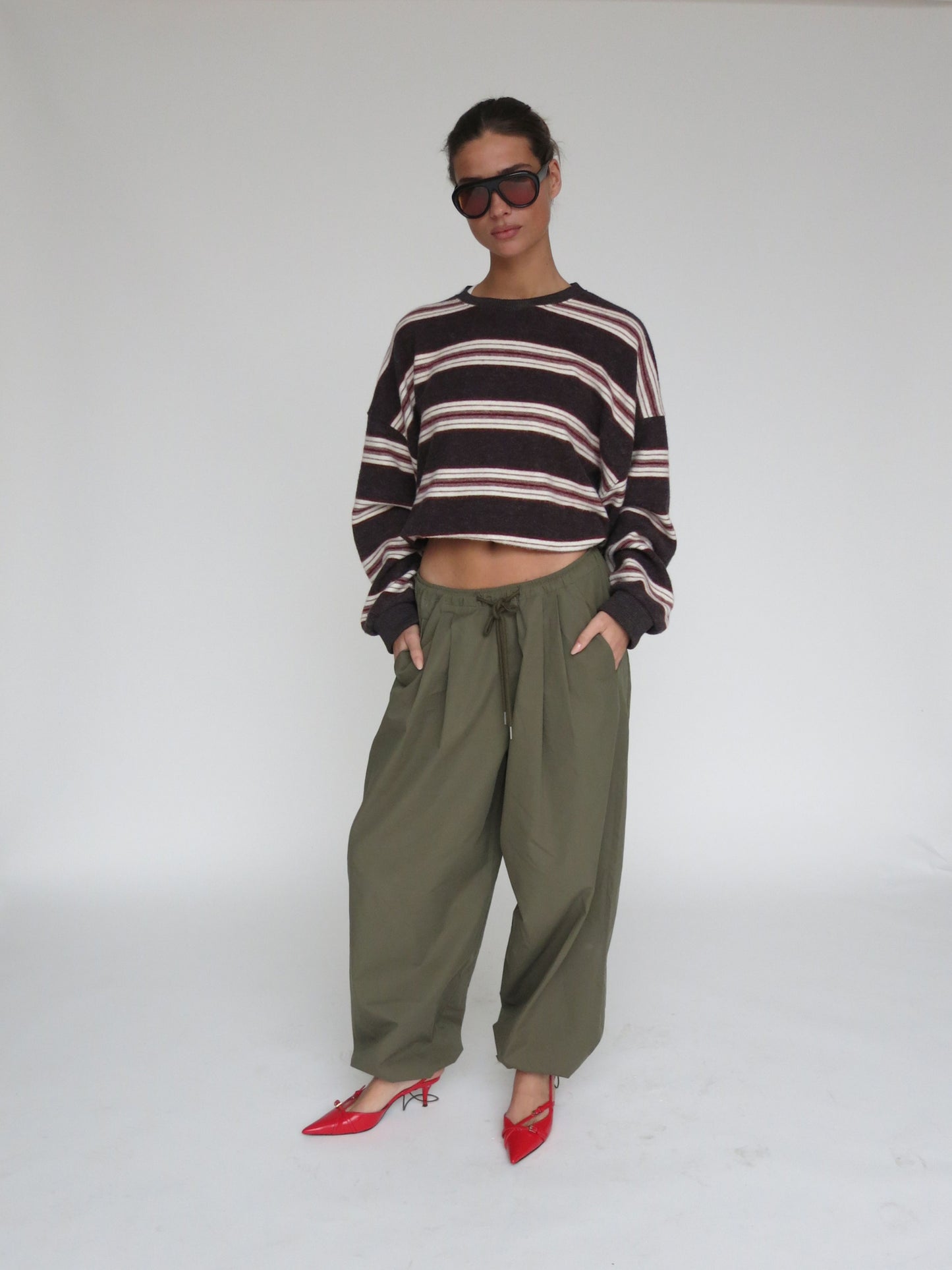 Loose Fit Drawstring Pants Khaki