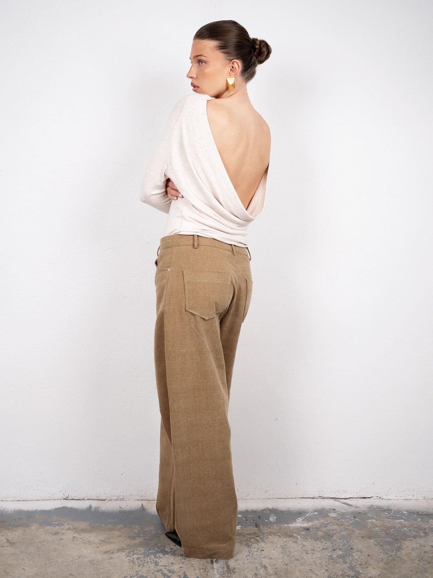 Draped Back Top Oatmeal