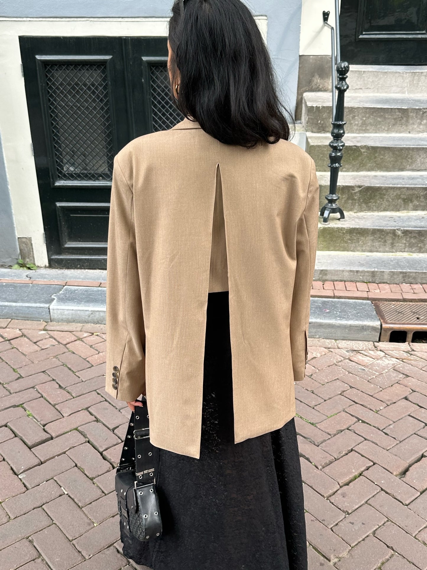 Oversized Triangle Pocket Blazer Dark Taupe