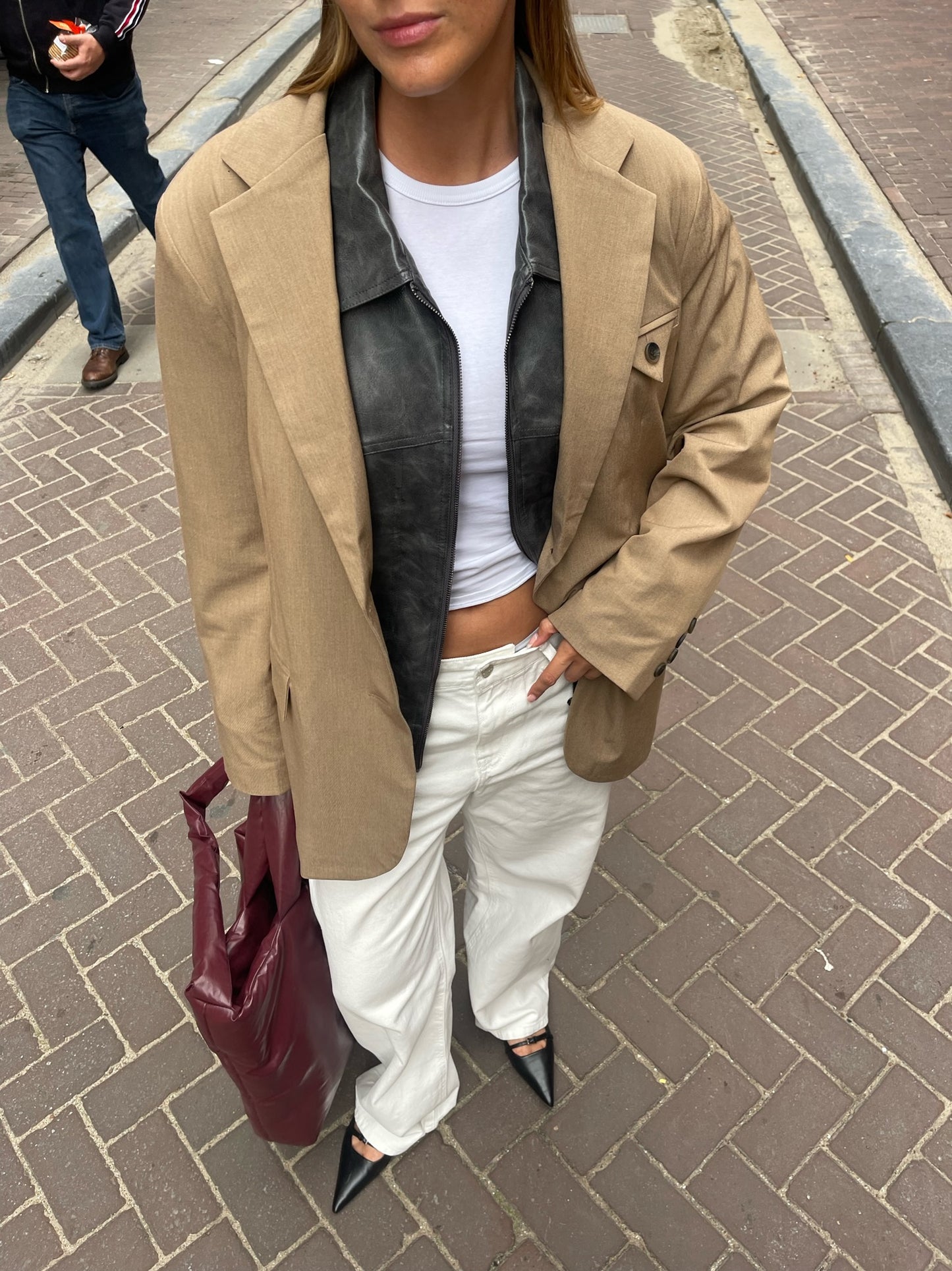 Oversized Triangle Pocket Blazer Dark Taupe
