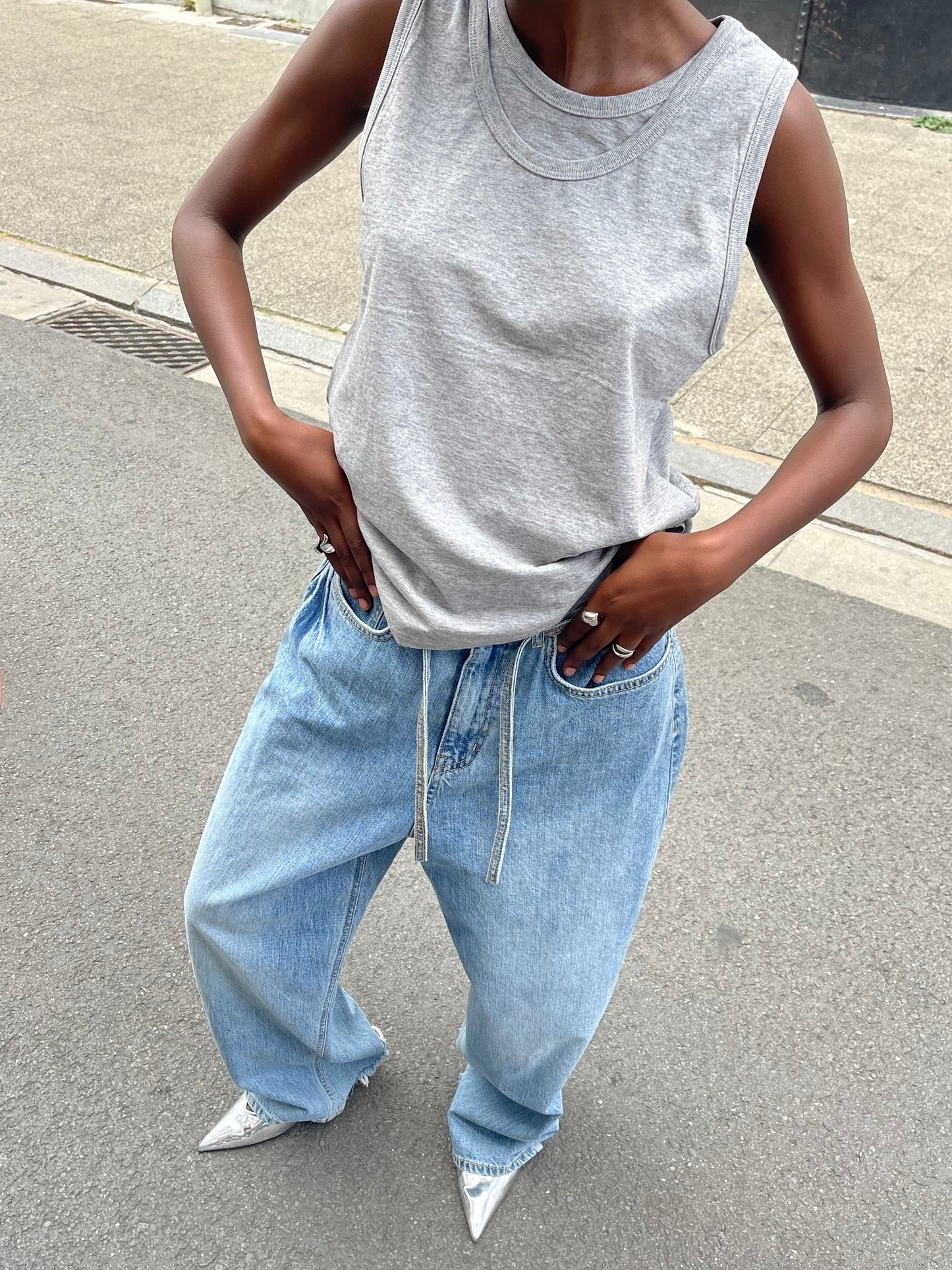 Double Layered Tank Top Grey