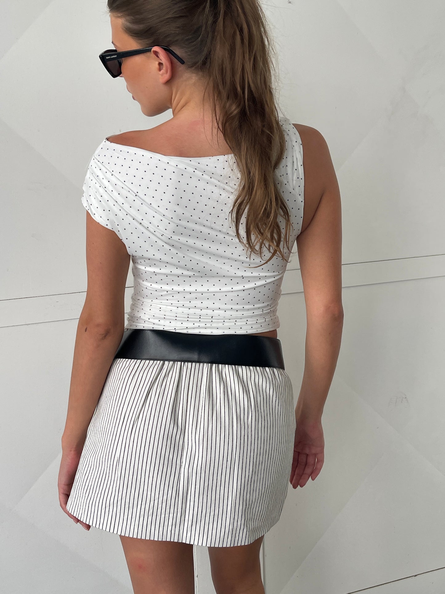 Twisted Draped Top Polka Dot