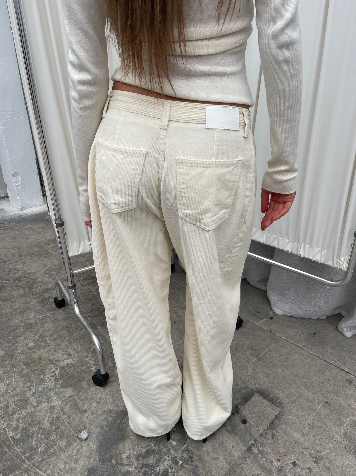 Baggy Wide Leg Corduroy Pants Cream