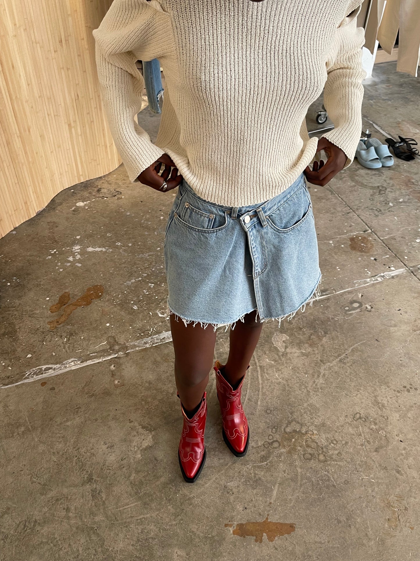 Criss Cross Skirt Light Blue