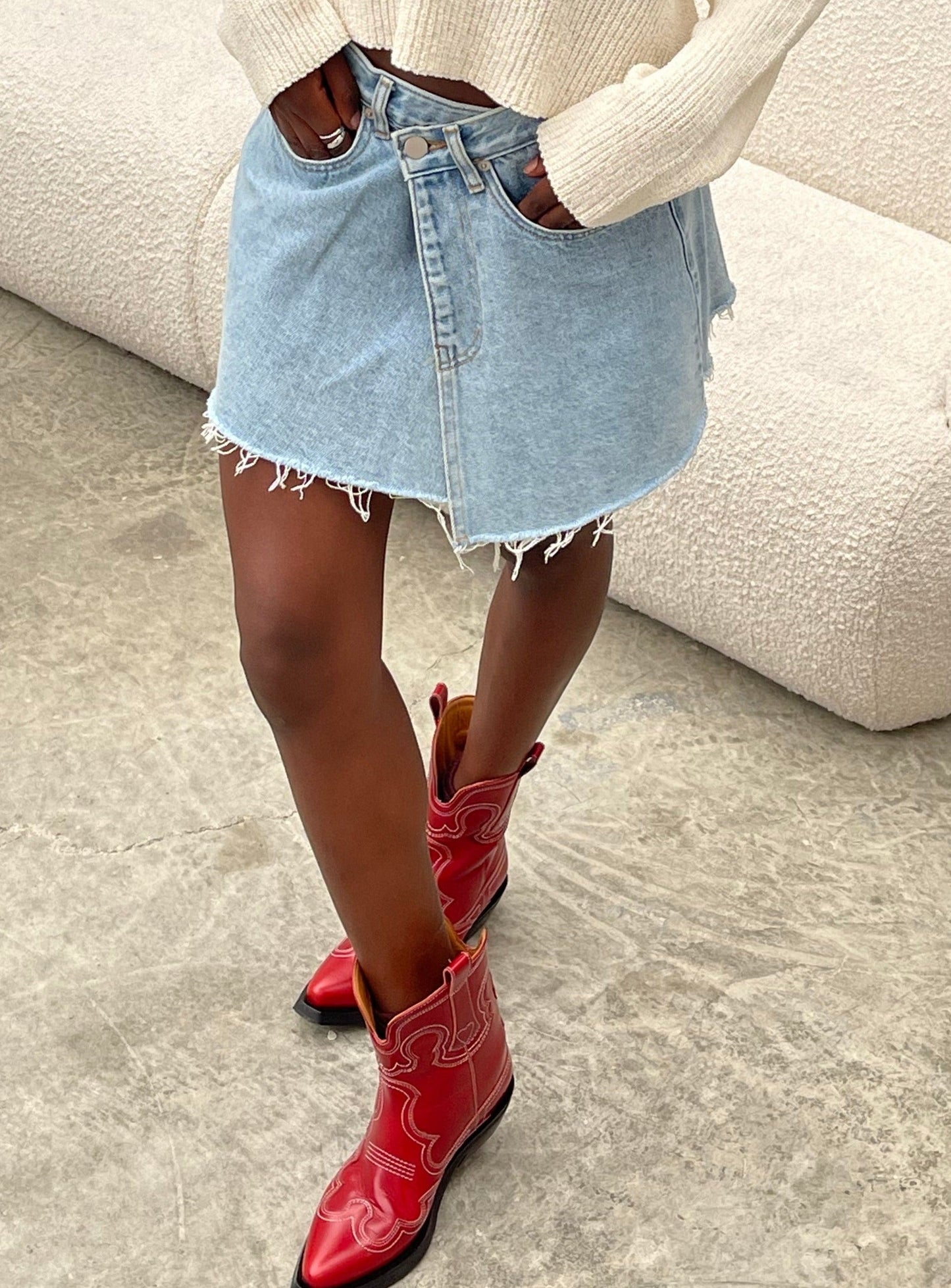 Criss Cross Skirt Light Blue