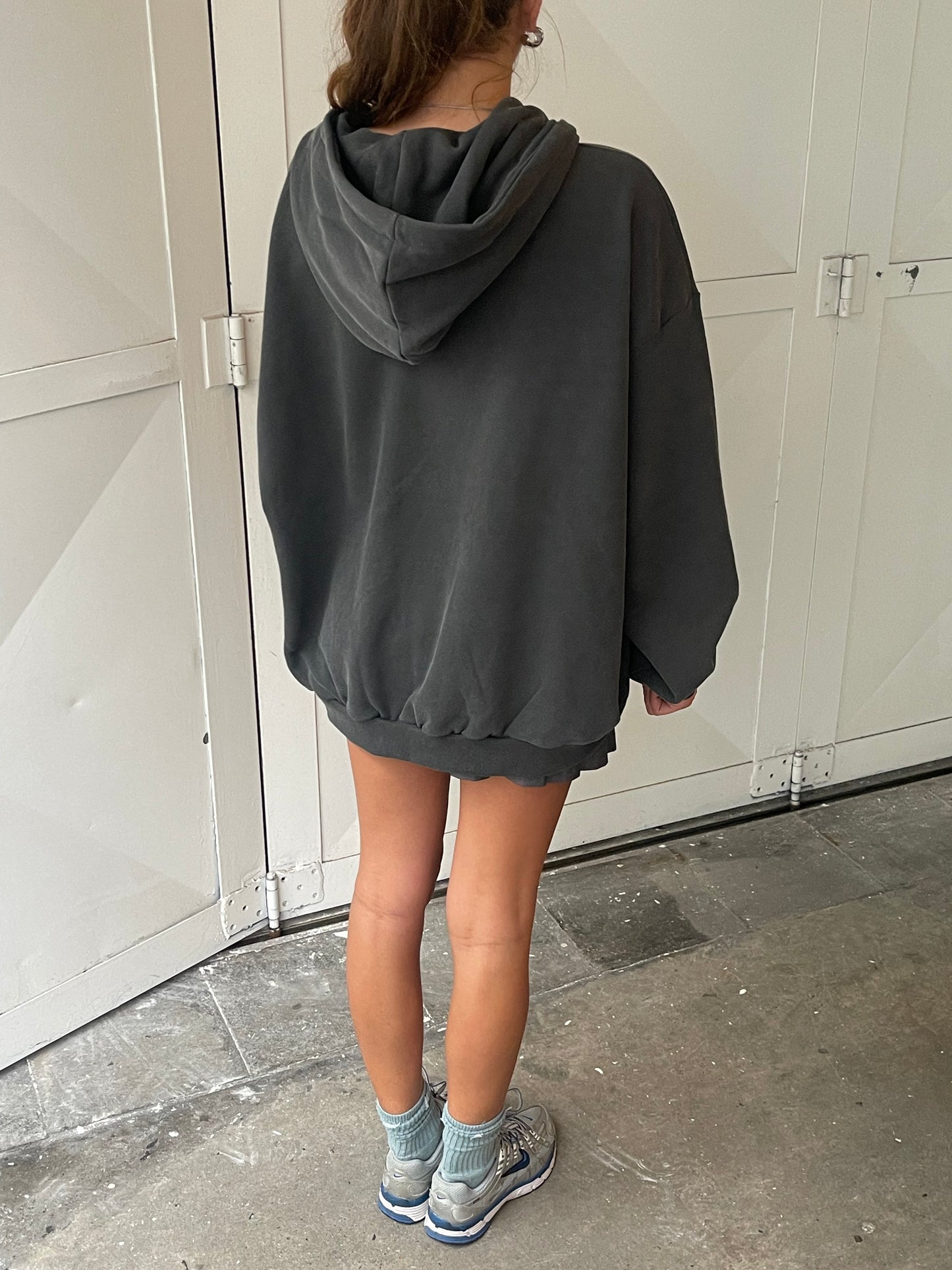 Zipped Ombre Hooded Vest Dark Grey