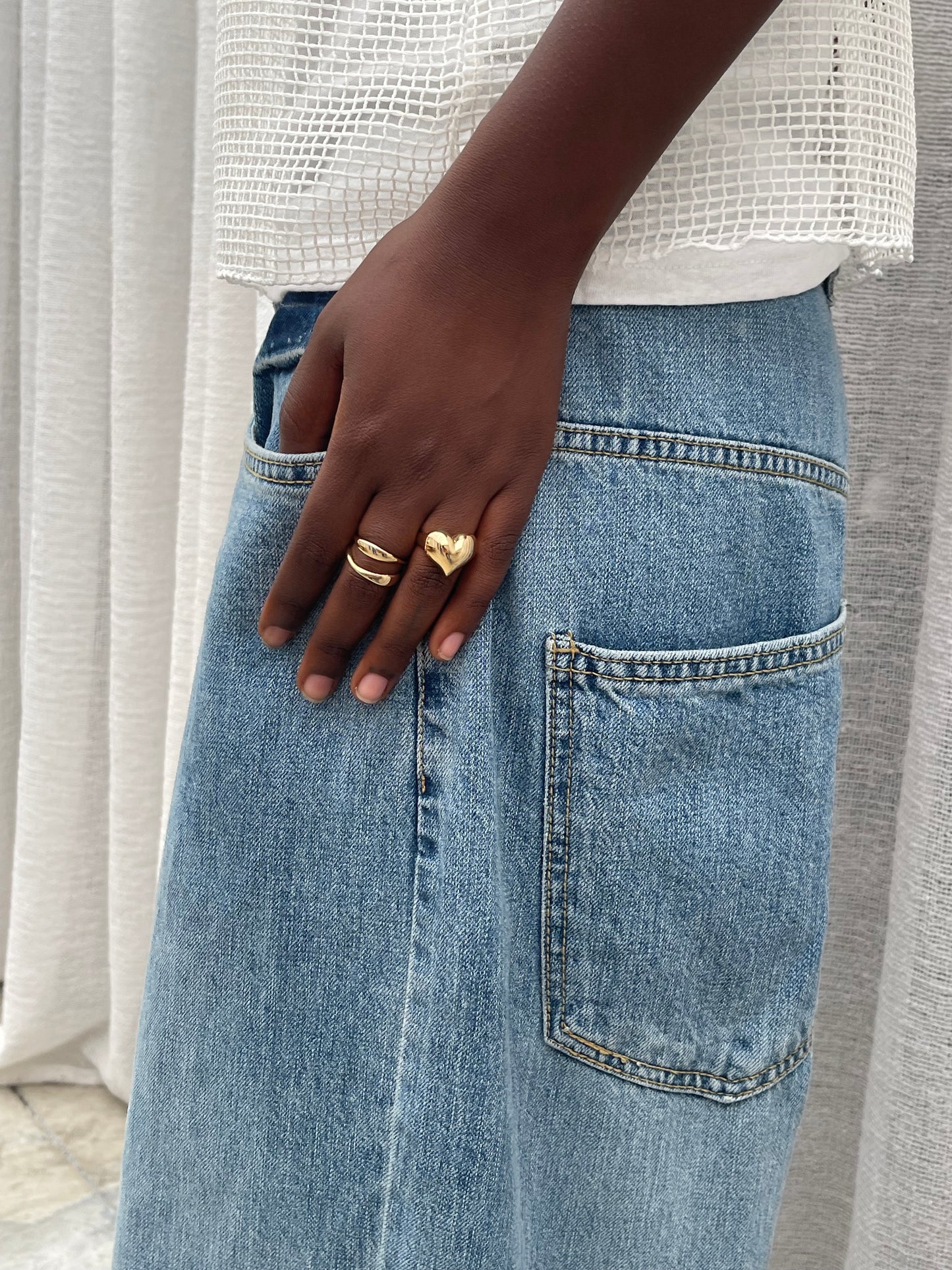 Heart Twist Ring Set Gold