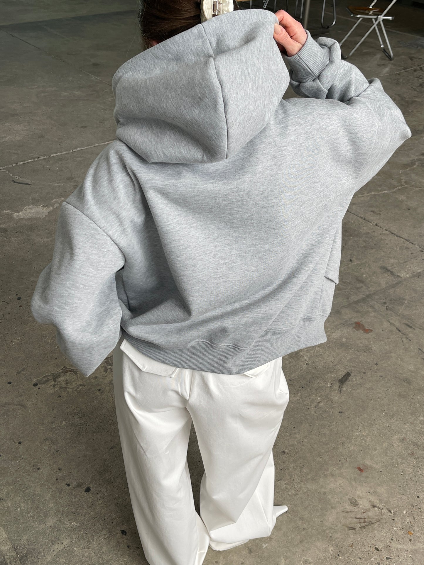 Double Layered Zipped Hooded Vest Grey