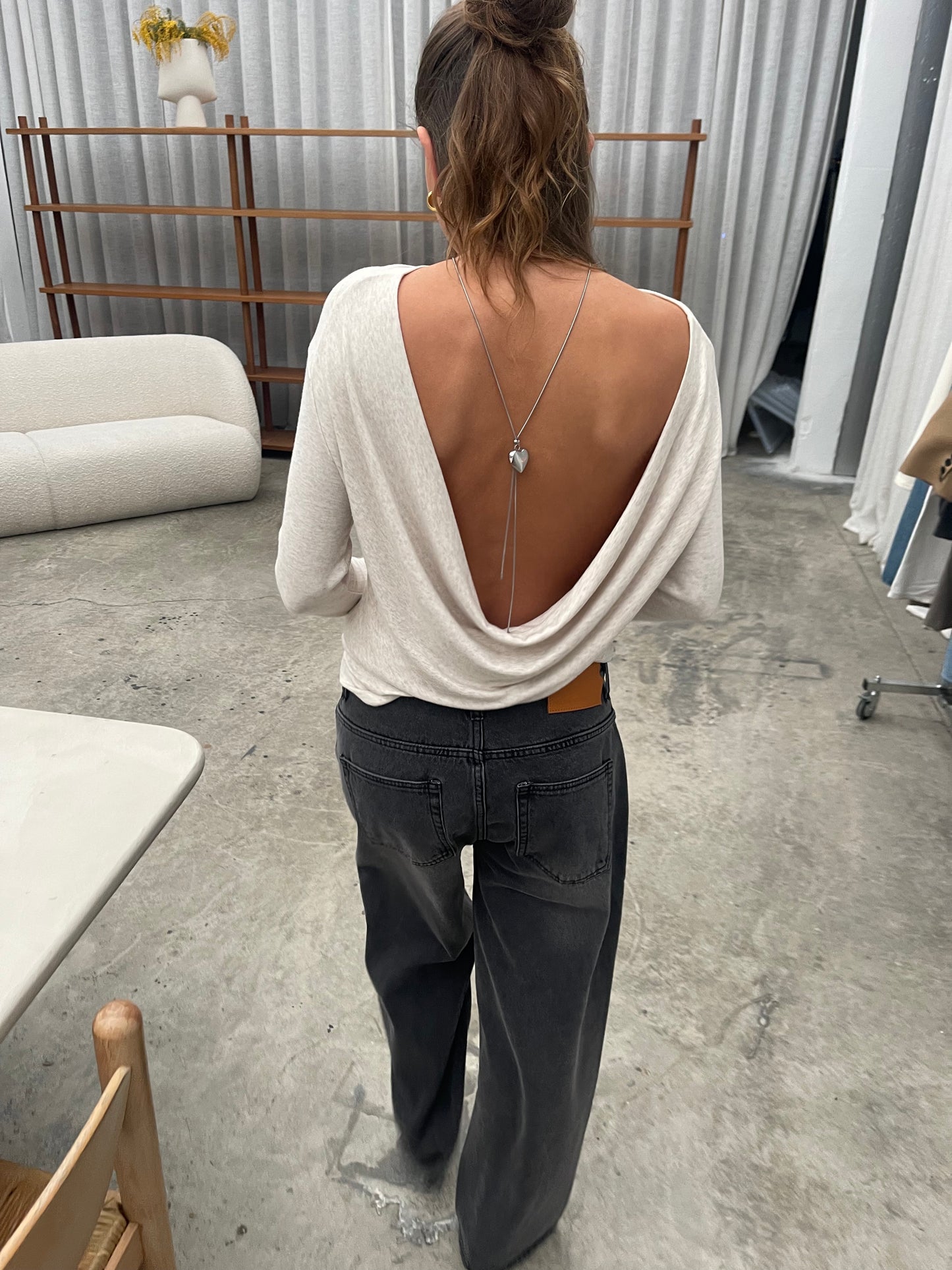 Draped Back Top Oatmeal