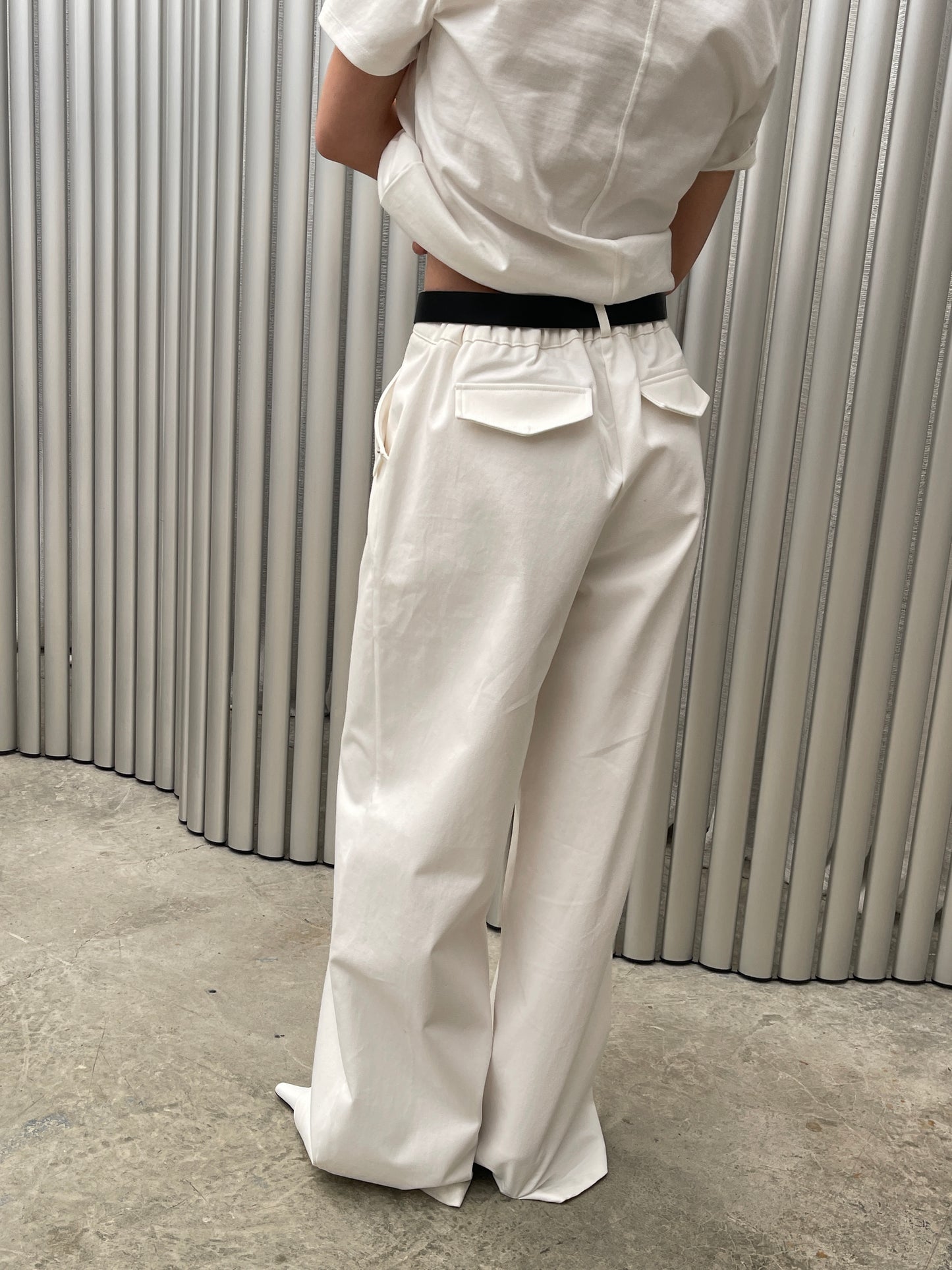 Wide Leg Pocket Detail Pants White