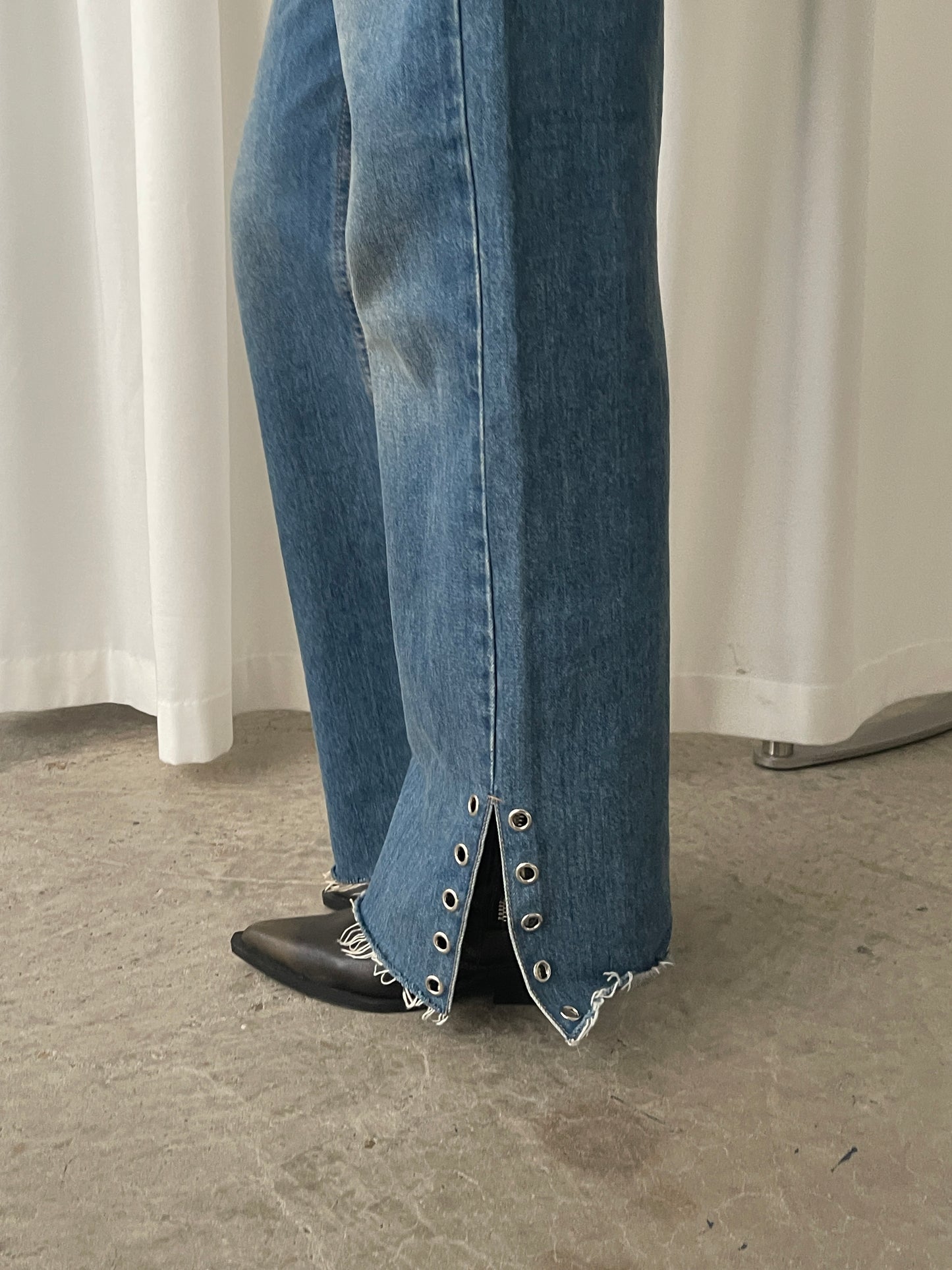 Eyelet Detail Flared Jeans