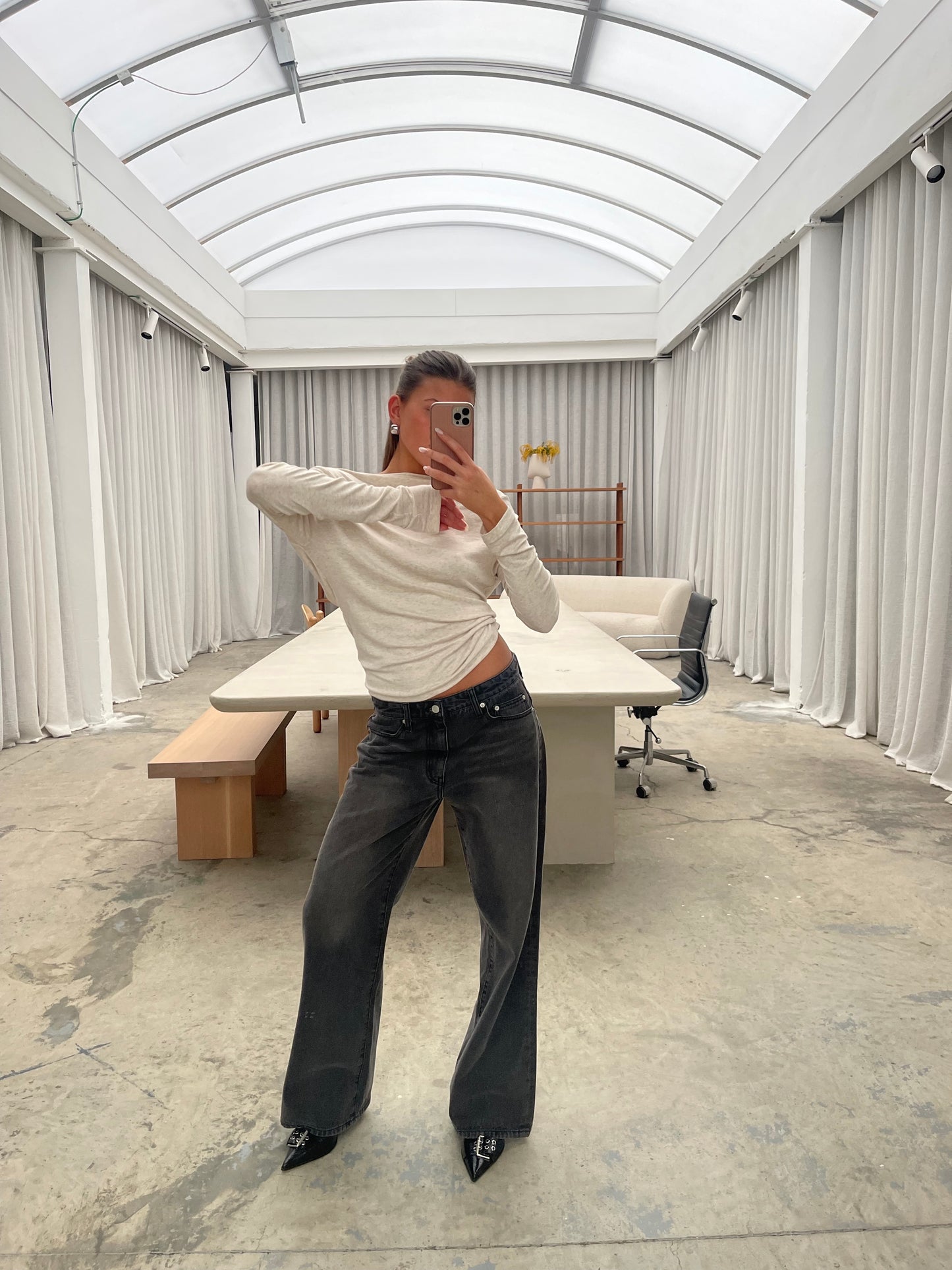 Draped Back Top Oatmeal