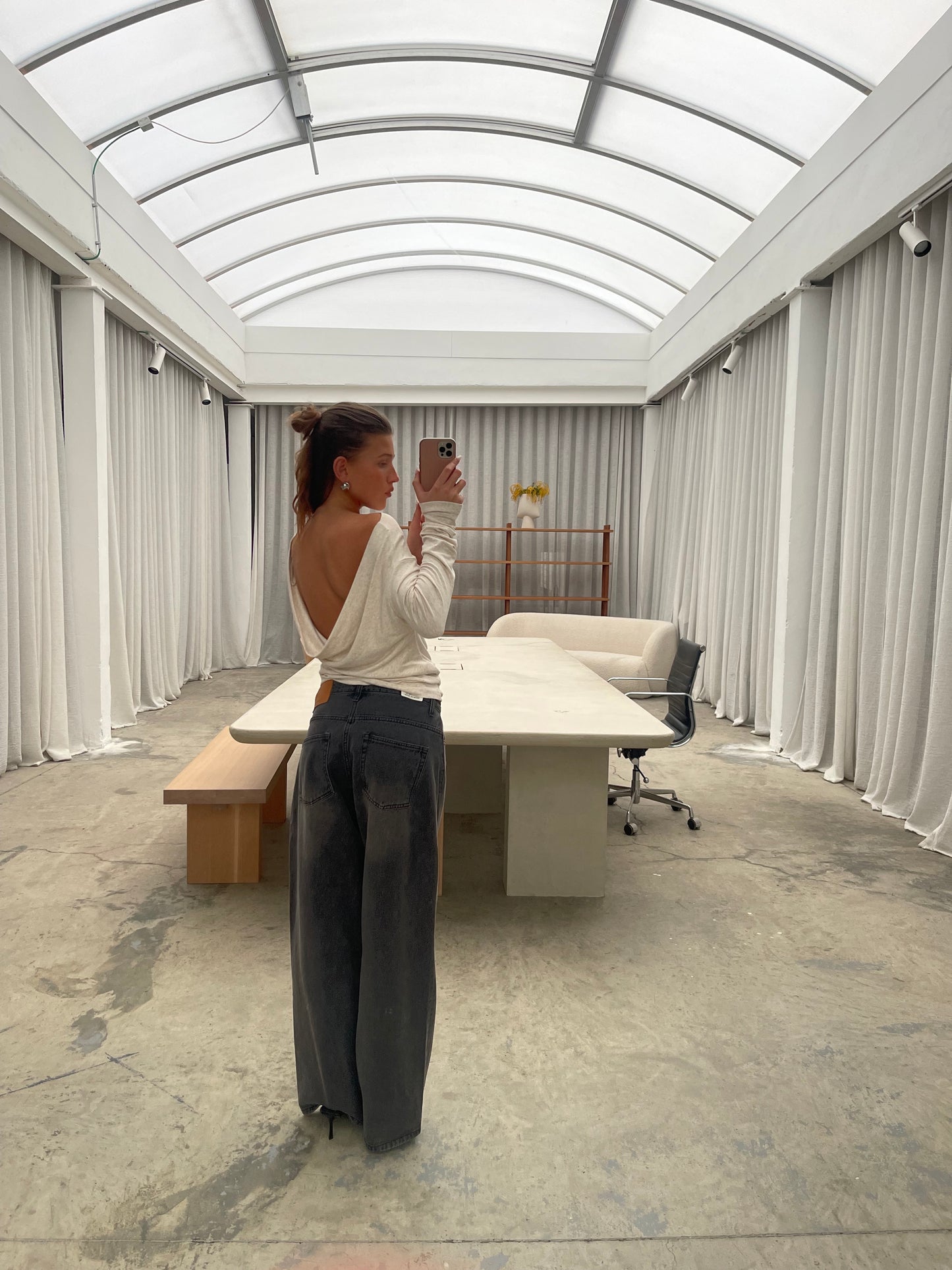 Oberteil mit drapiertem Rücken in Haferflocken