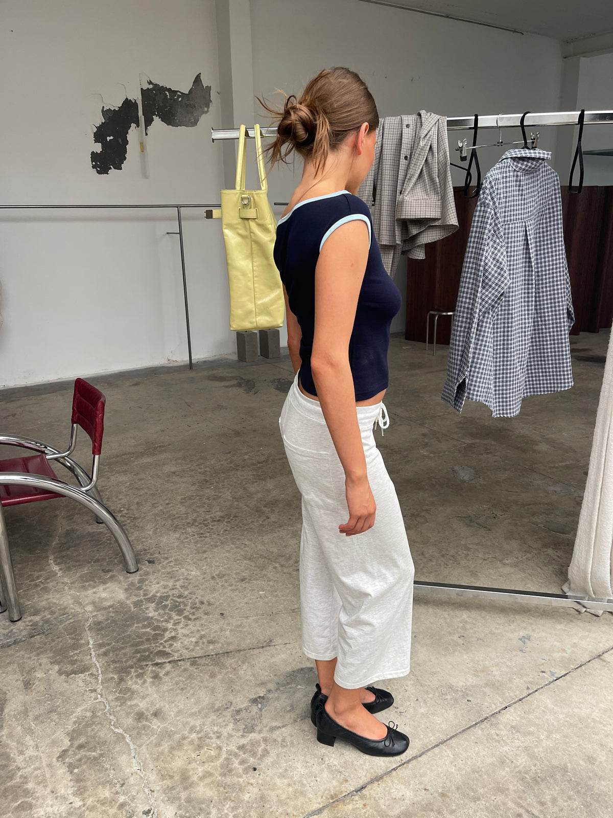 Contrast Off Shoulder Top Dark Blue