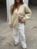 Oversized Press Button Cardigan Cream