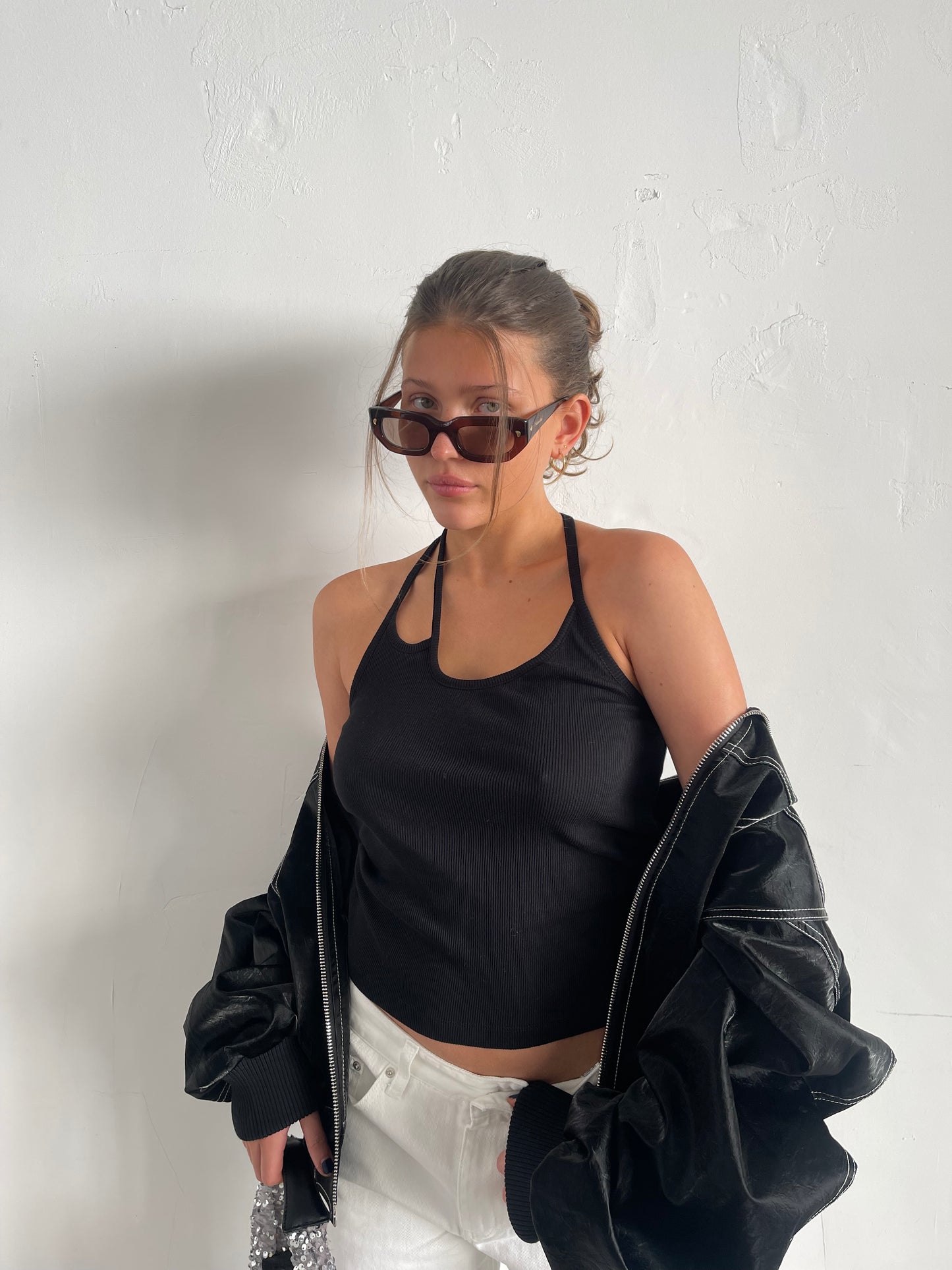 Multi Strap Halter Top Black