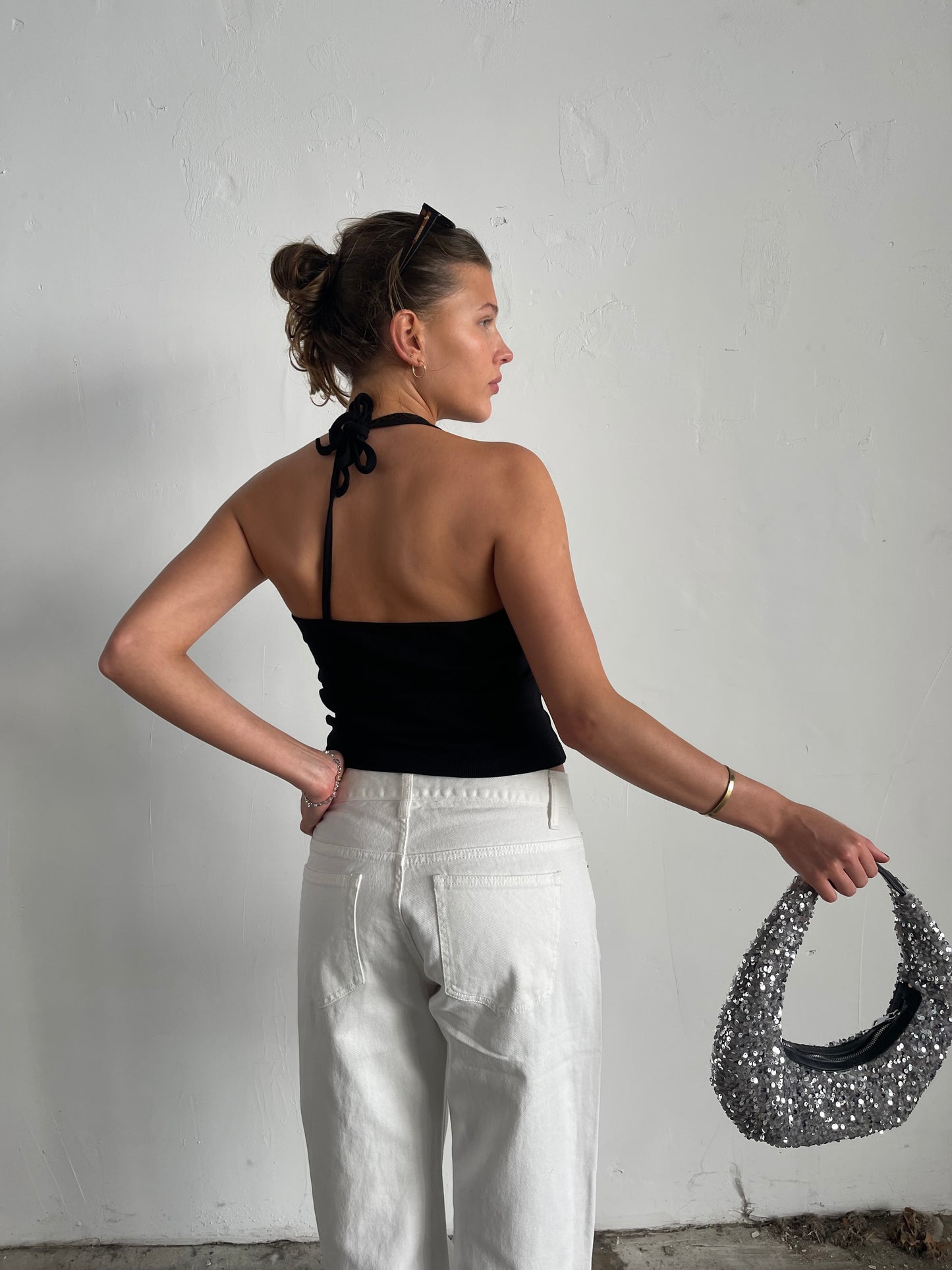 Multi Strap Halter Top Black