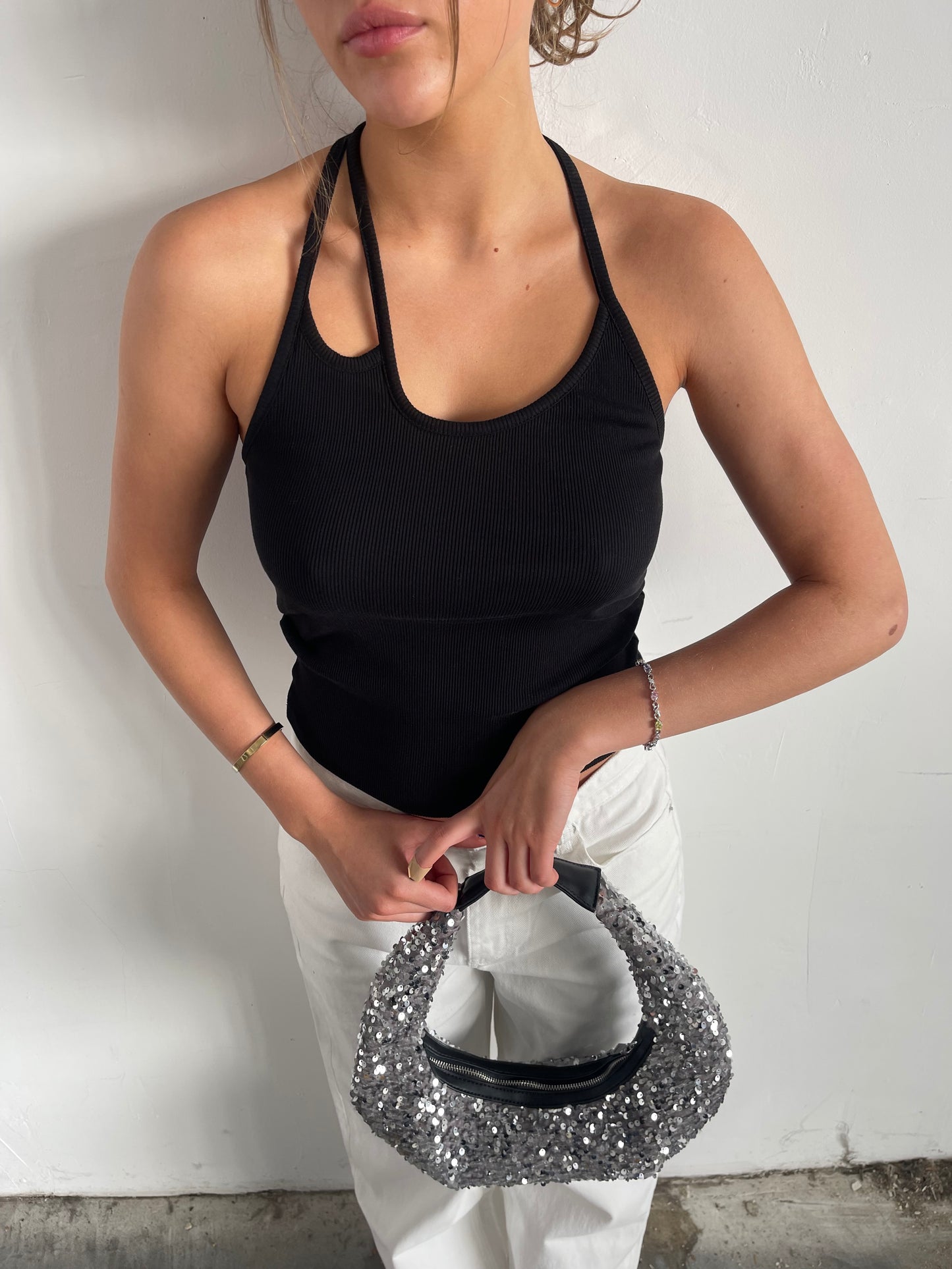Multi Strap Halter Top Black