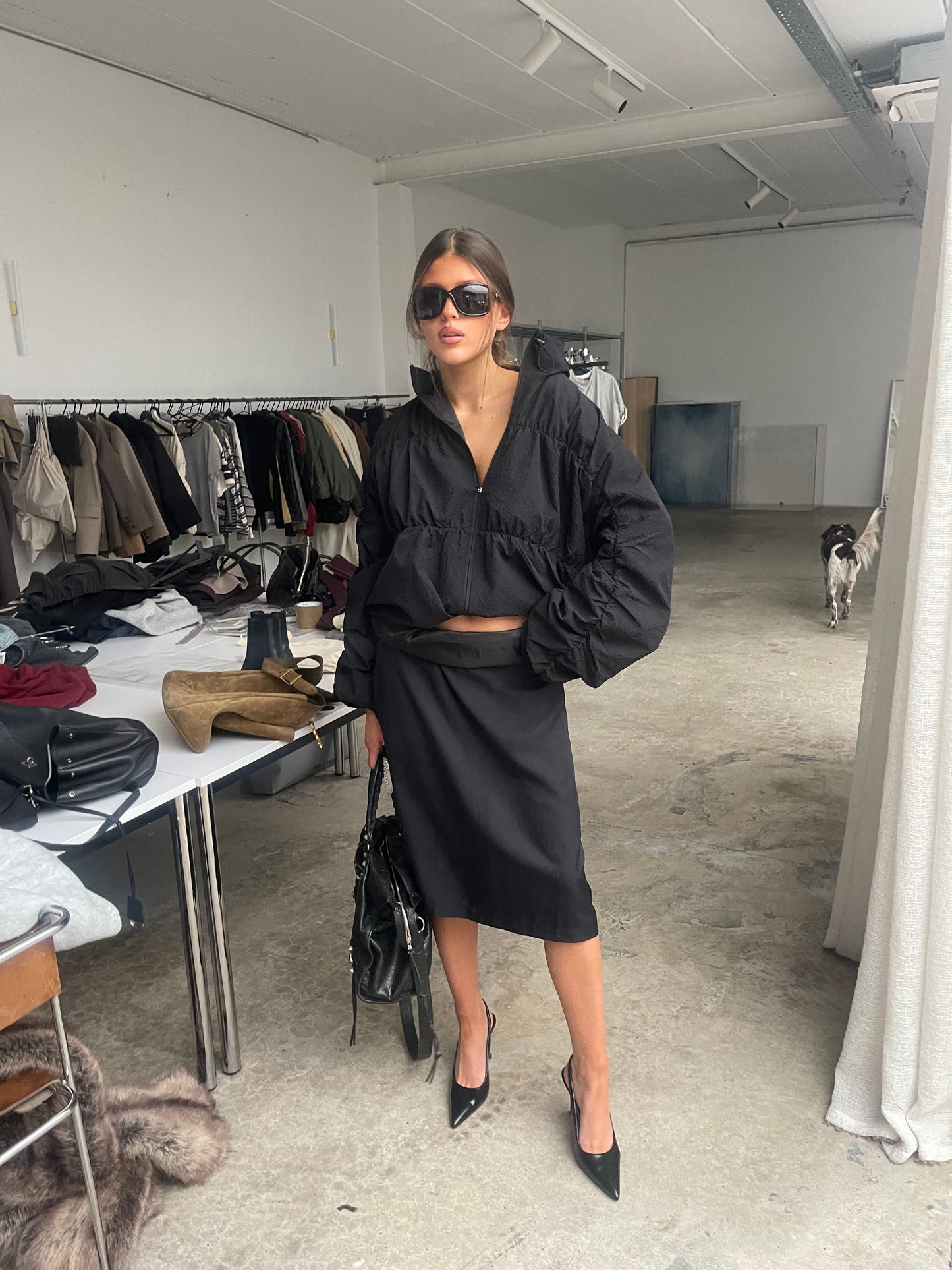 Stitched Textured Jacket Black