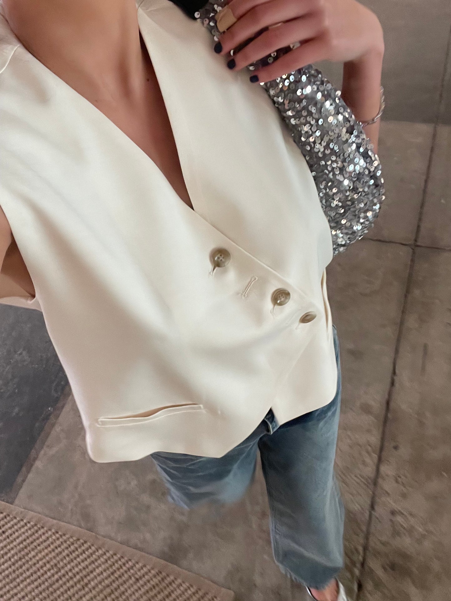 Sequined Banana Shoulder Bag