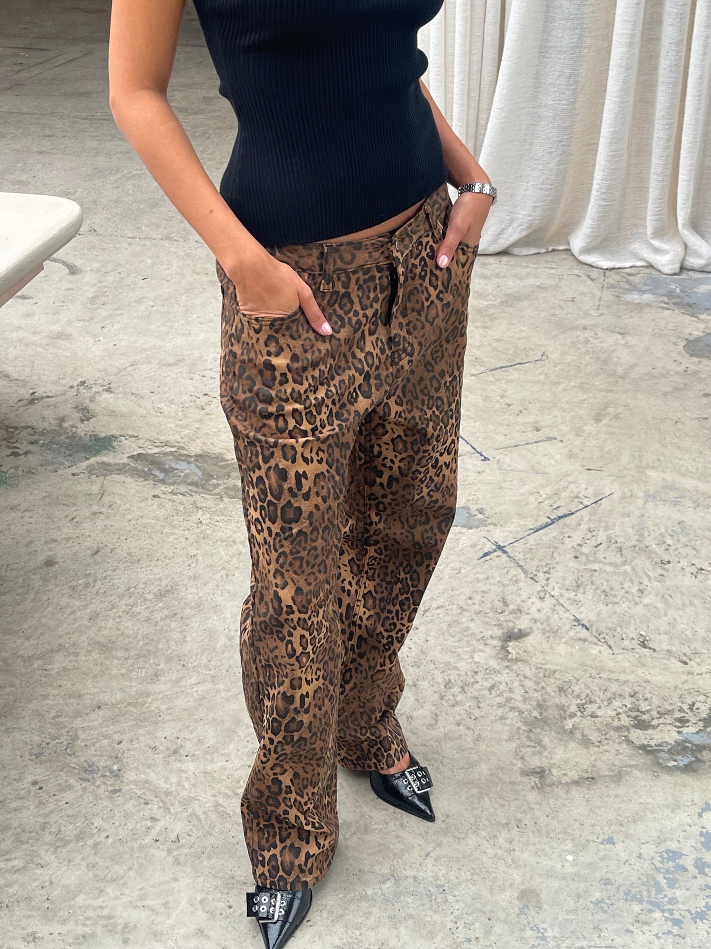 Leopard Straight Jeans
