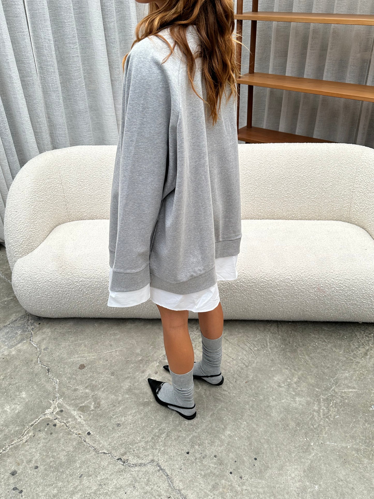 Shirt Sleeved Sweater Dress Grey