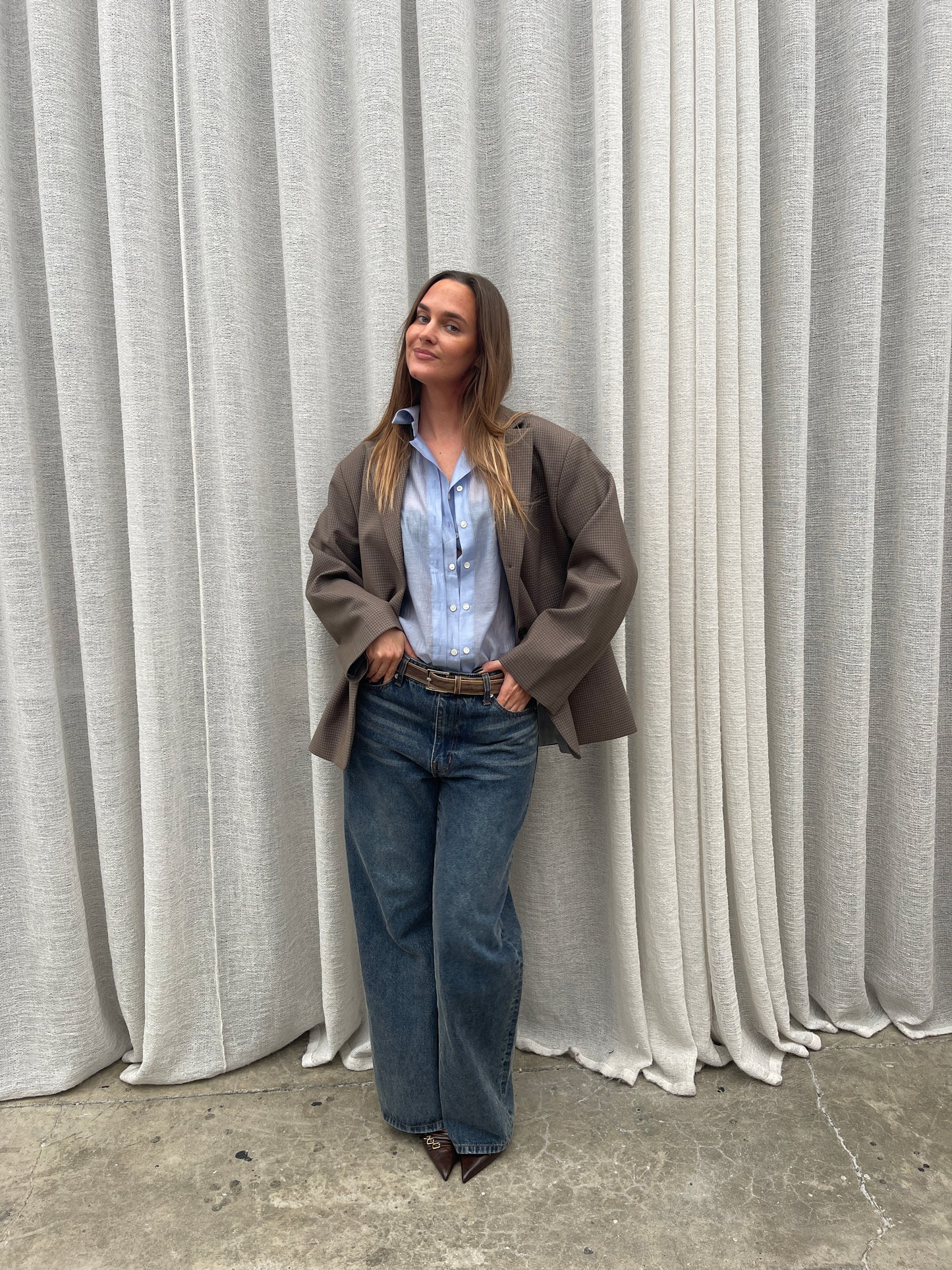 Oversized Double Button Shirt Blue