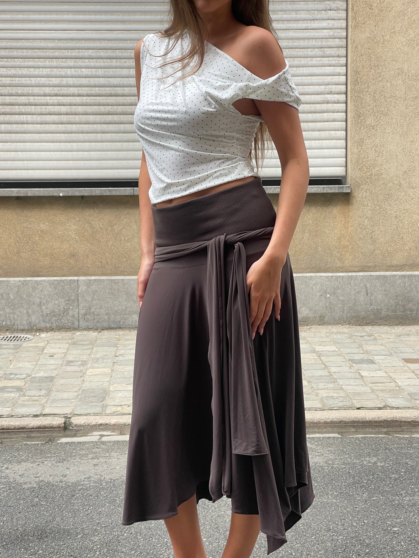 Twisted Draped Top Polka Dot