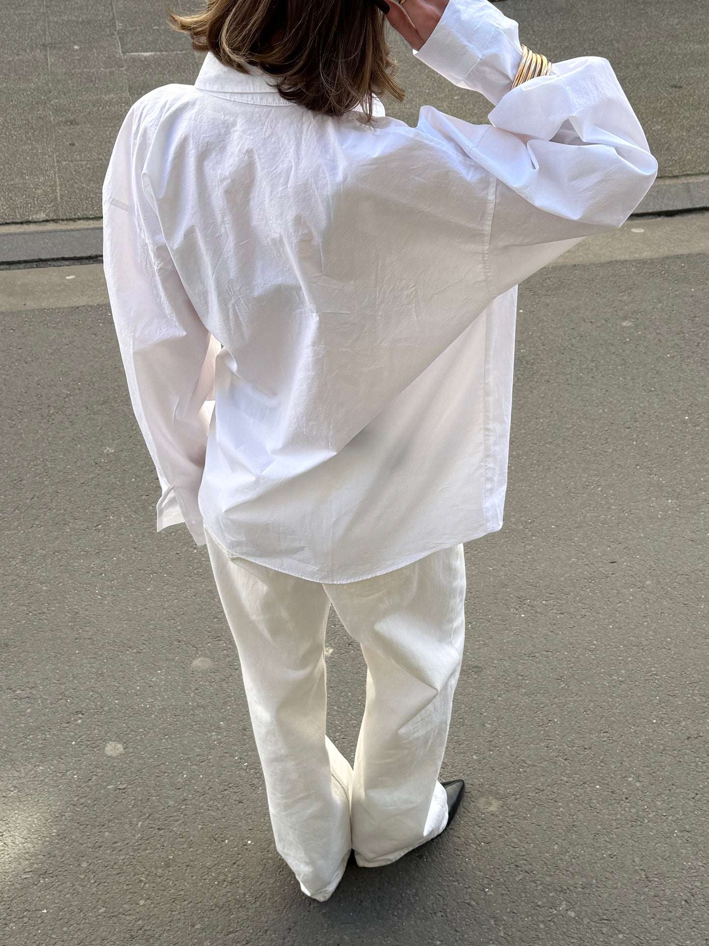 Oversized Side Buttoned Shirt White