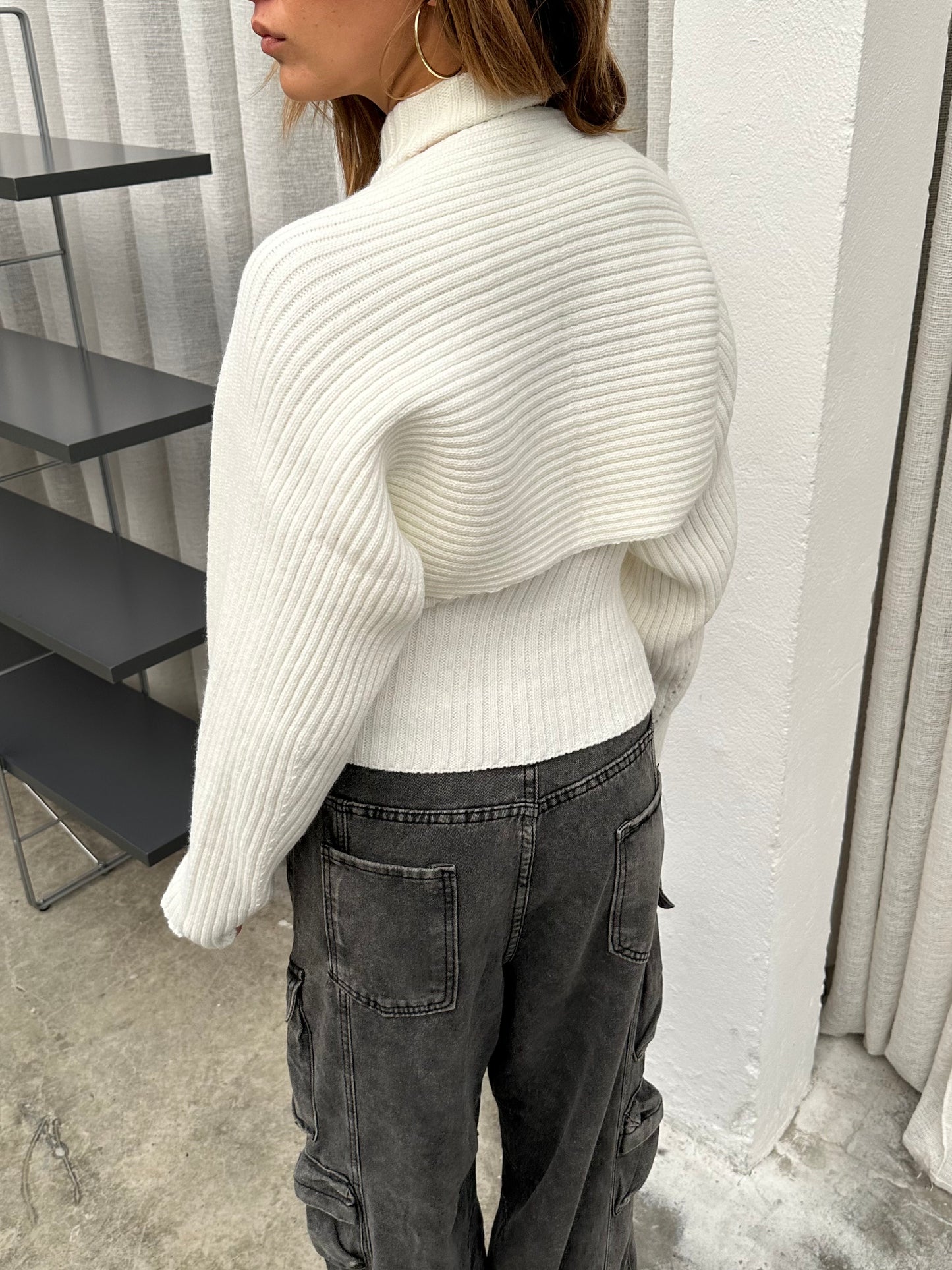 Co-Ord Ribbed Bolero Set Ivory