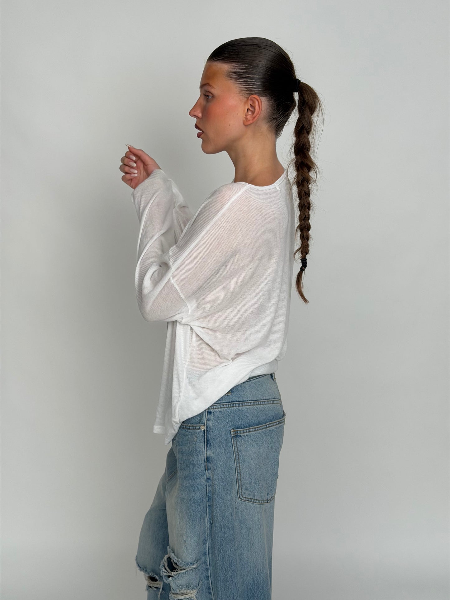 Sheer Loose Longsleeve Tee White