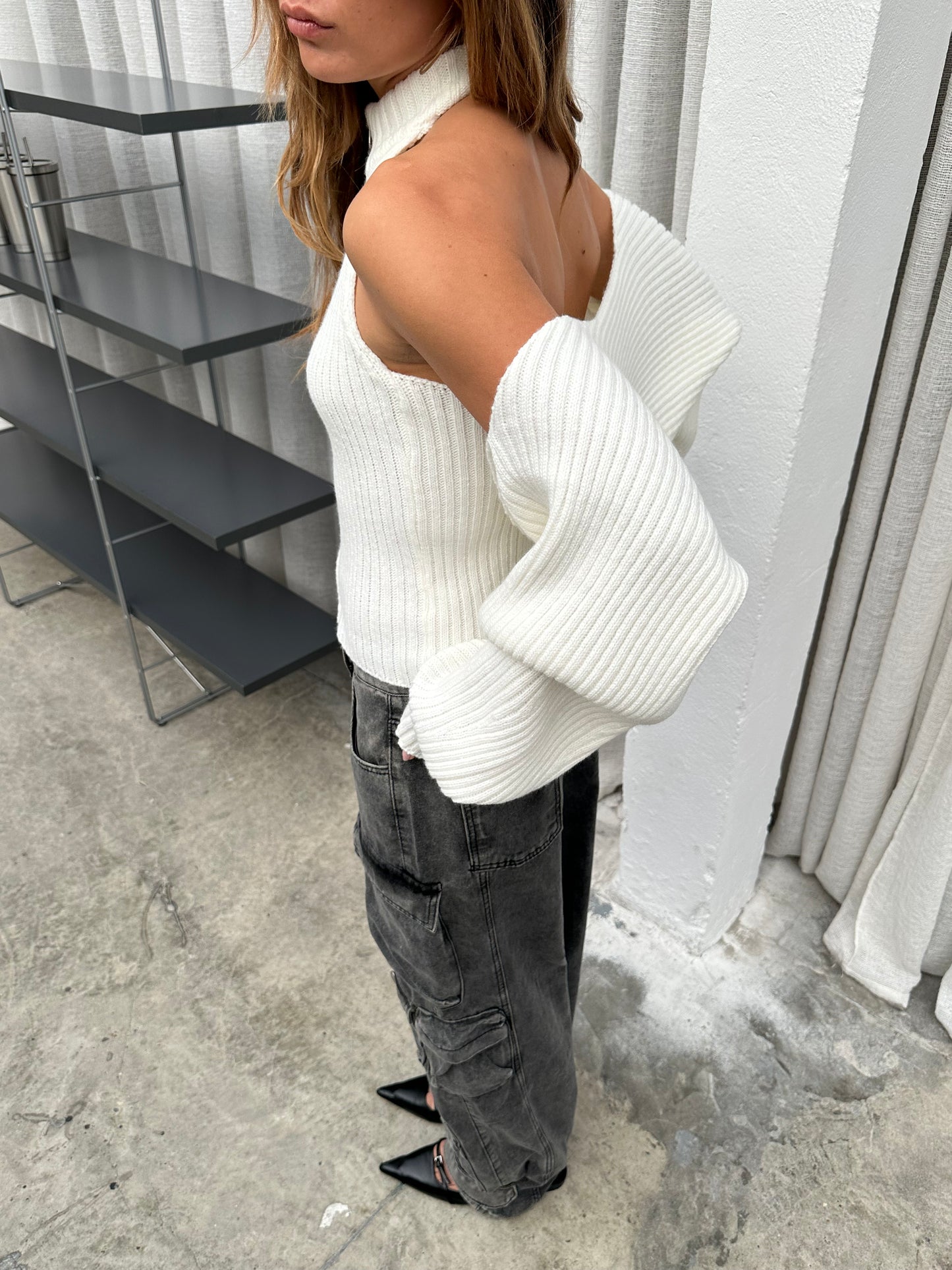 Co-Ord Ribbed Bolero Set Ivory