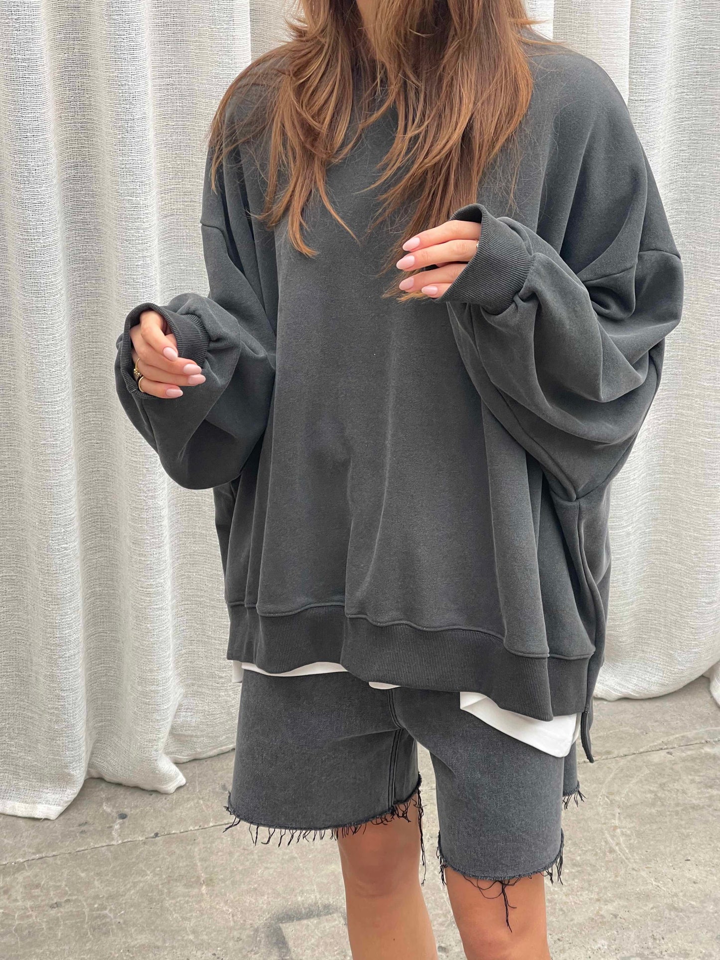 Oversized Basic Sweatshirt Dark Grey