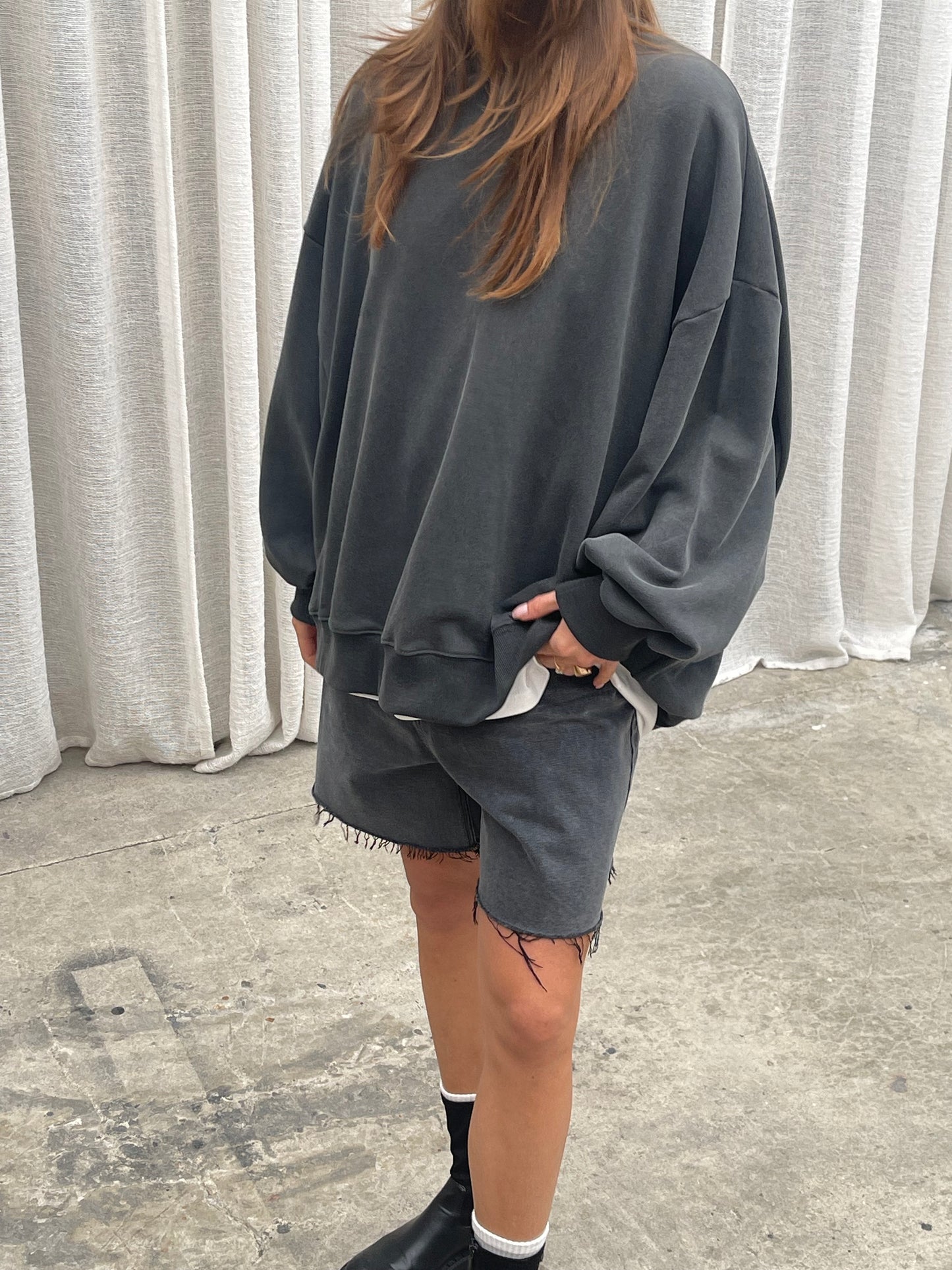 Oversized Basic Sweatshirt Dark Grey