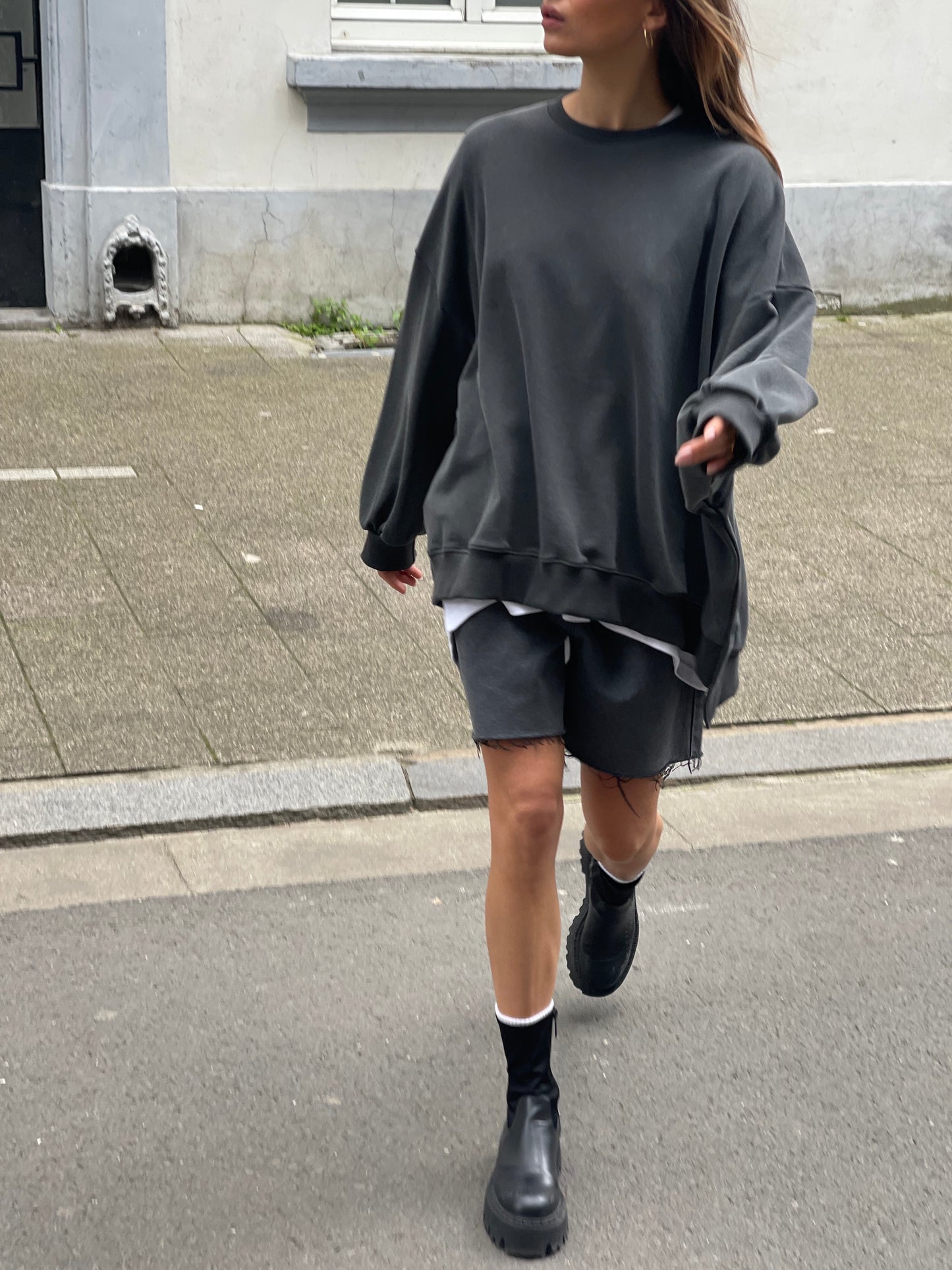 Oversized Basic Sweatshirt Dark Grey