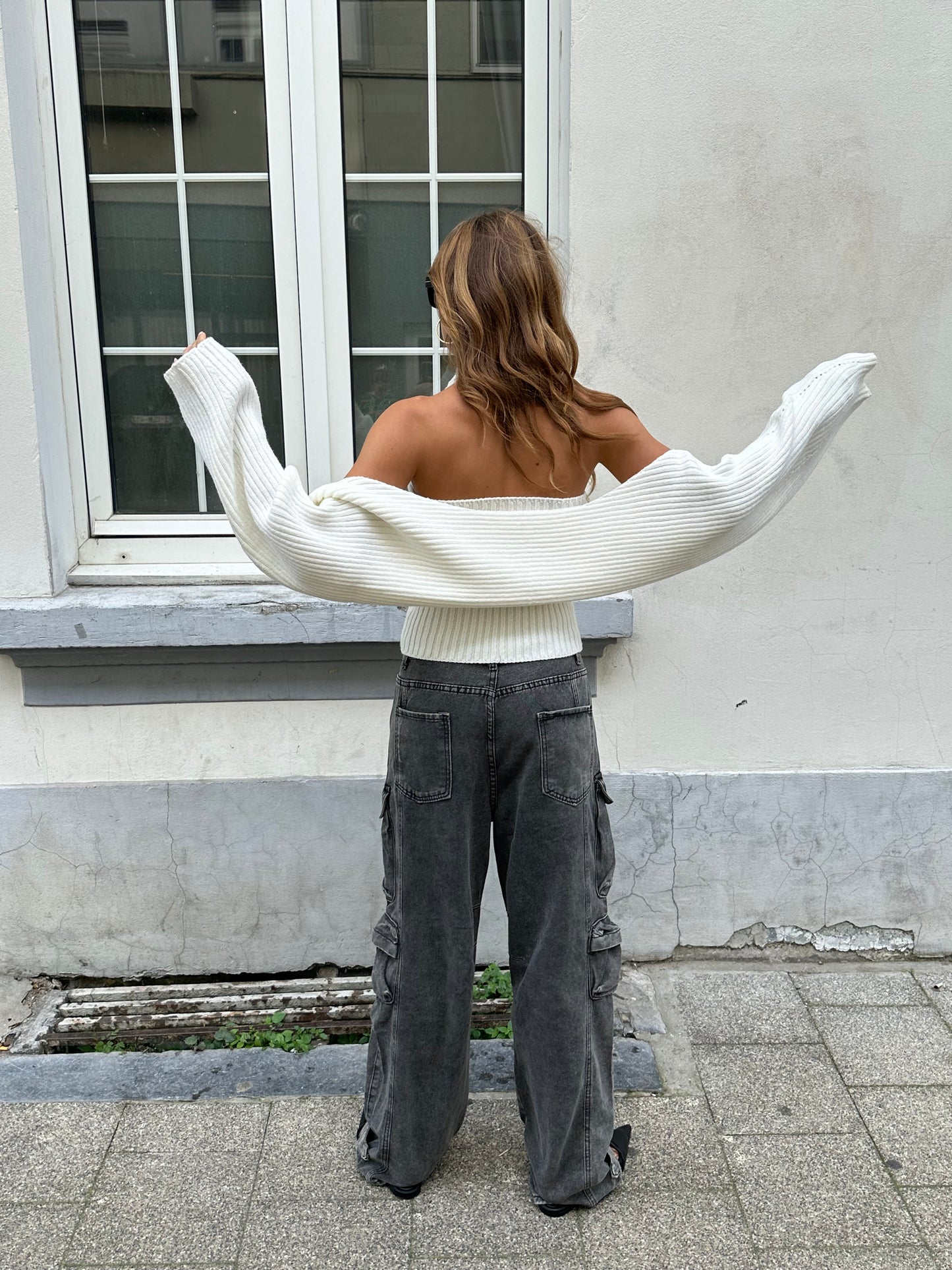Co-Ord Ribbed Bolero Set Ivory