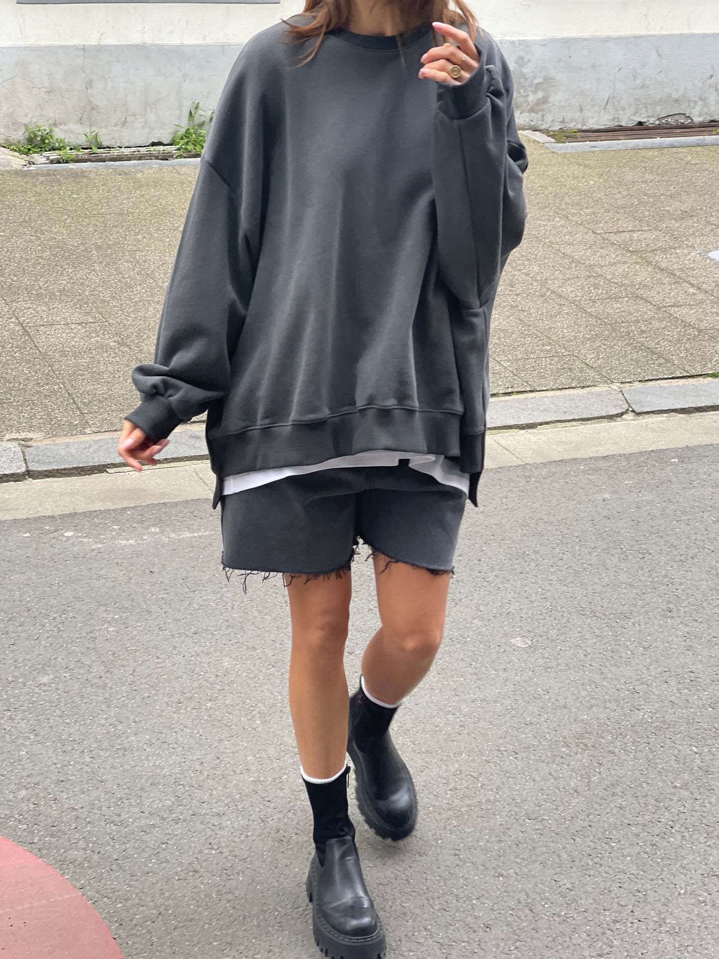 Oversized Basic Sweatshirt Dark Grey